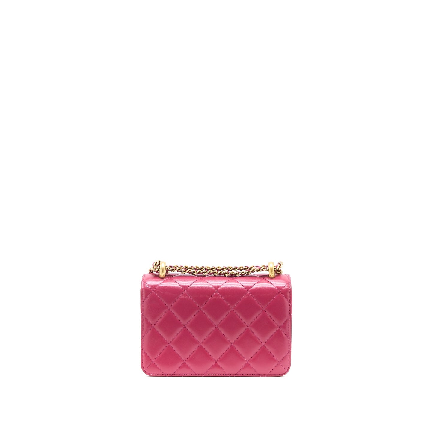 Chanel 21A Crush Flap Calfskin Raspberry Brushed Pink Gold Small Shoulder Bag