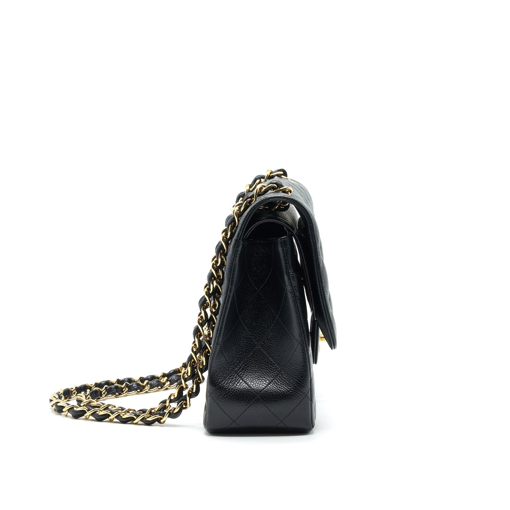 CHANEL CLASSIC JUMBO DOUBLE FLAP BAG BLACK CAVIER GHW