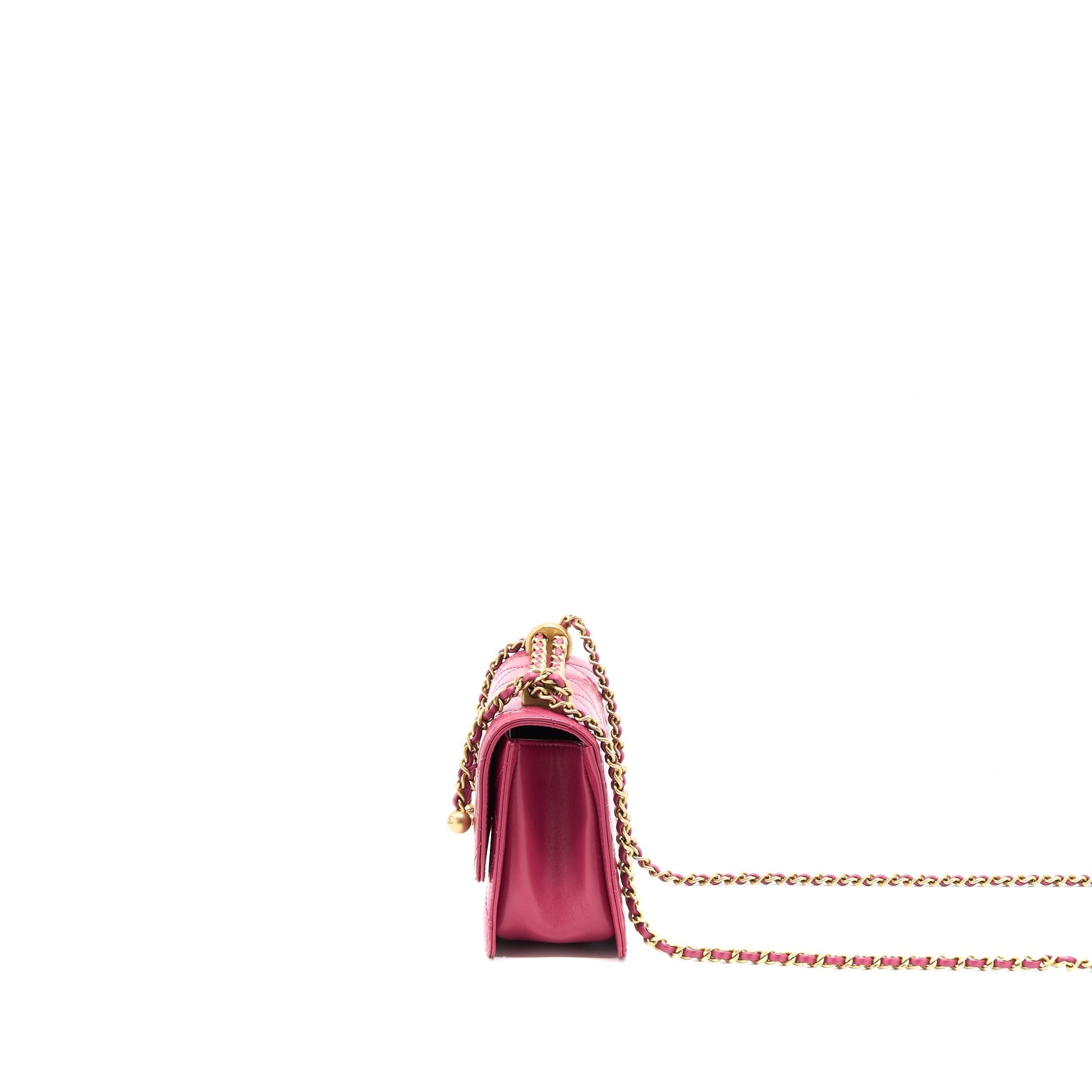 Chanel 21A Crush Flap Calfskin Raspberry Brushed Pink Gold Small Shoulder Bag