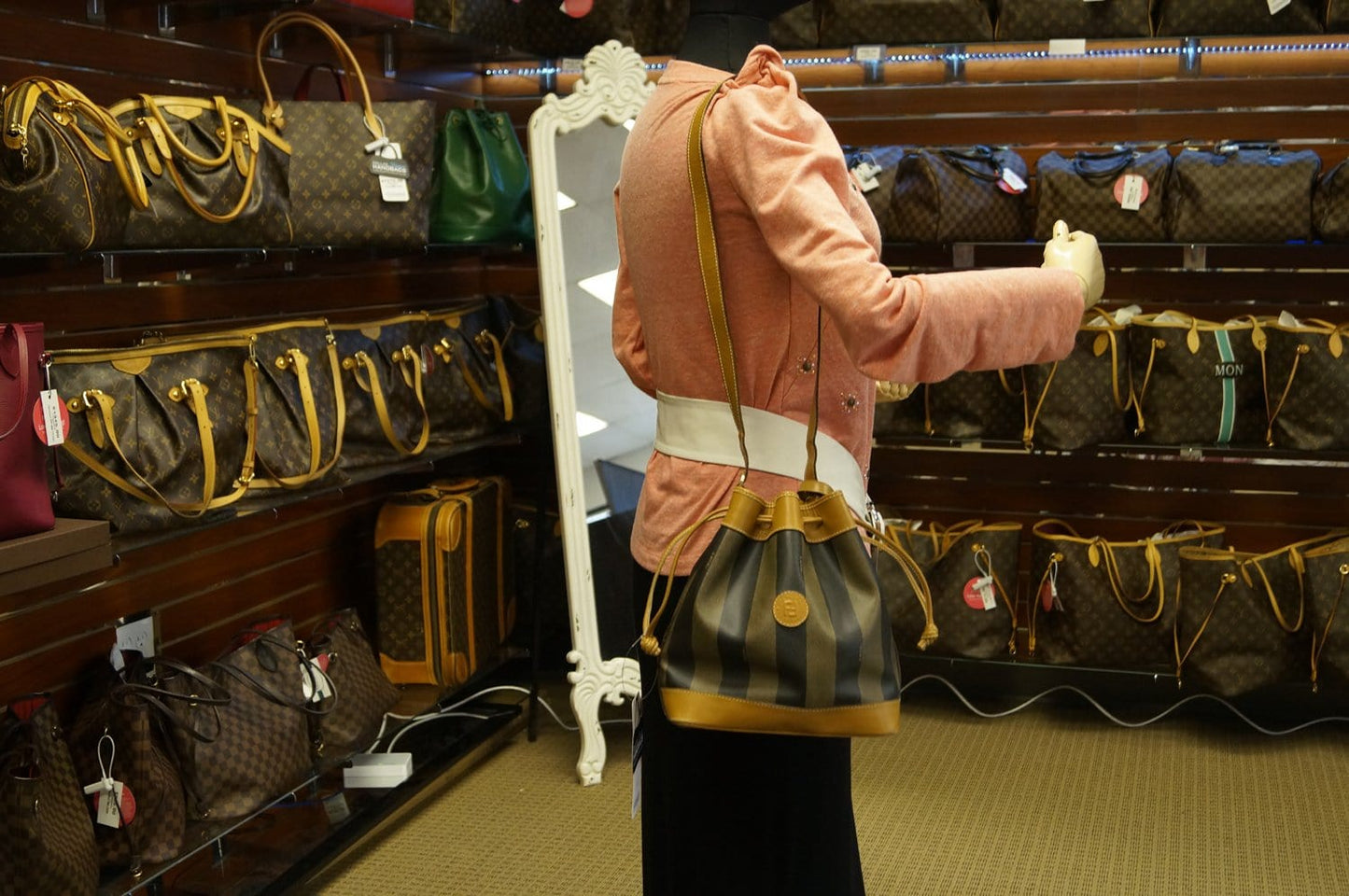 Fendi Pvc Shoulder Bag Leather Brown