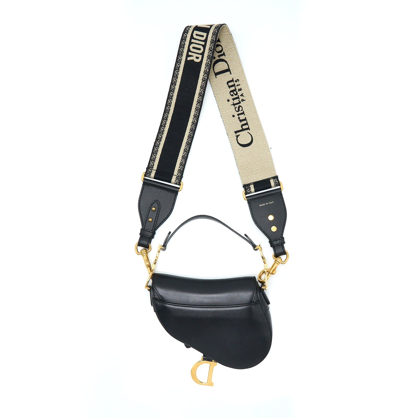 Dior Saddle Purse Calfskin Handbag Black Small Travel Bag