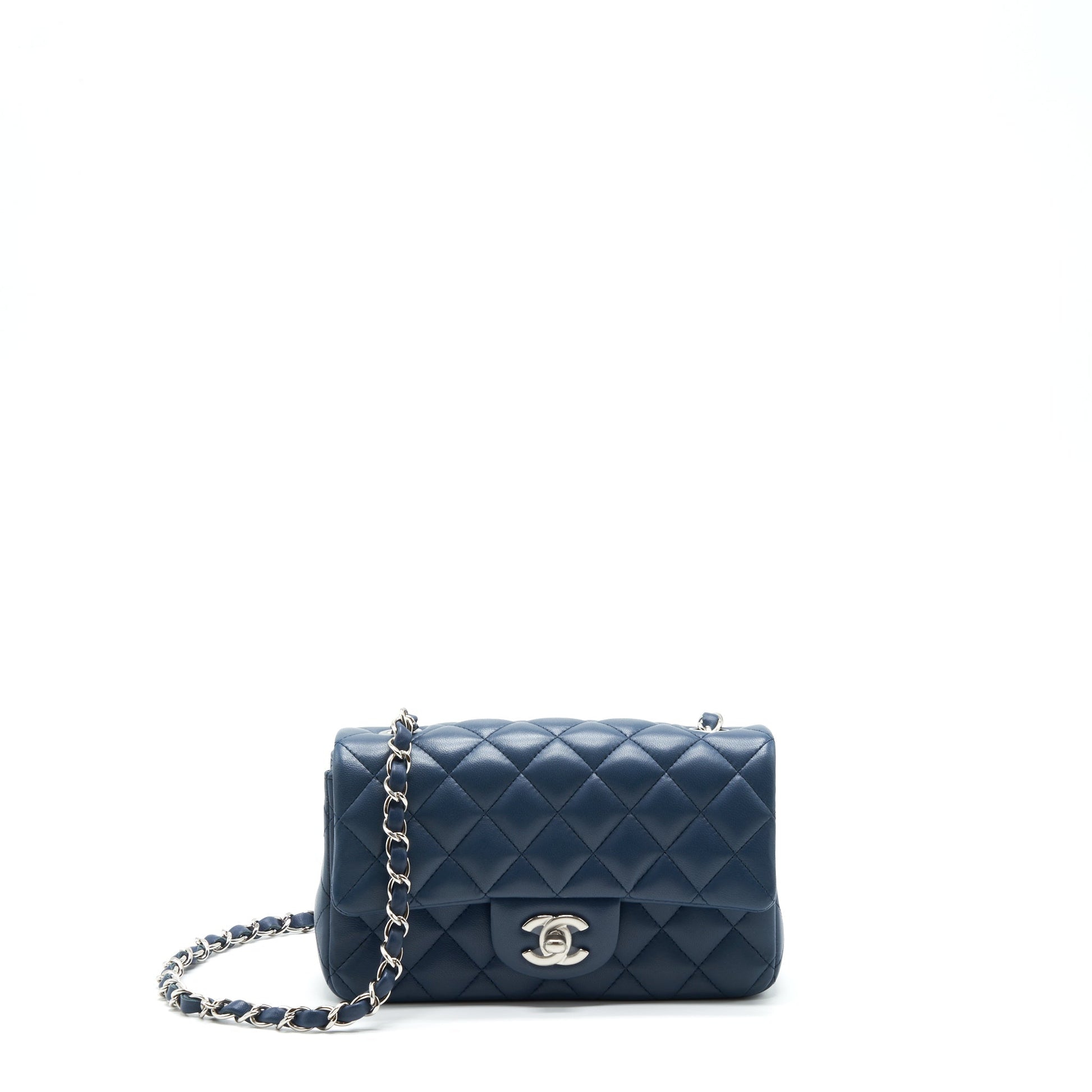 Chanel Rectangular Flap Lambskin SHW Blue Shoulder Bag