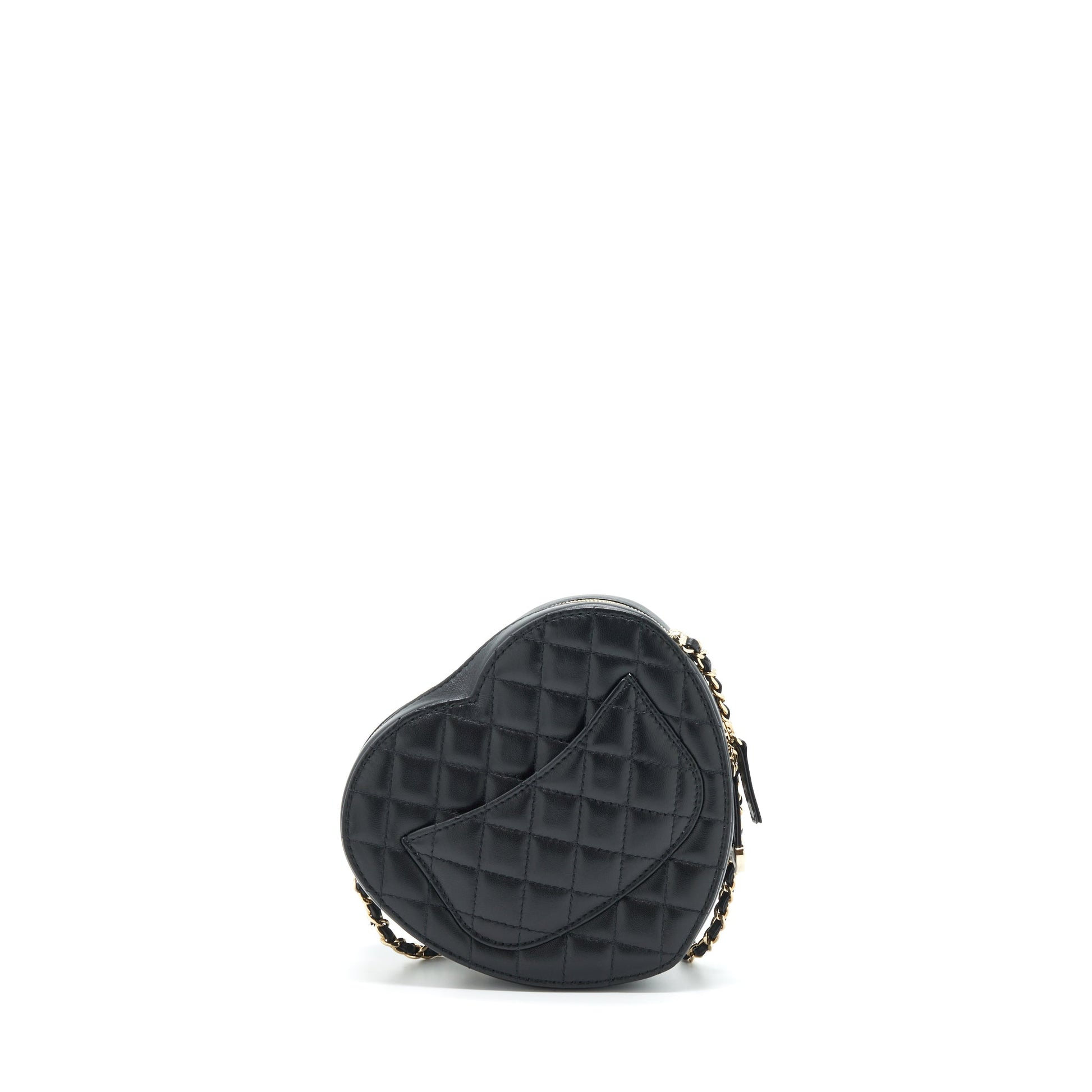 Chanel 22S Heart Lambskin LGHW Black Handbag