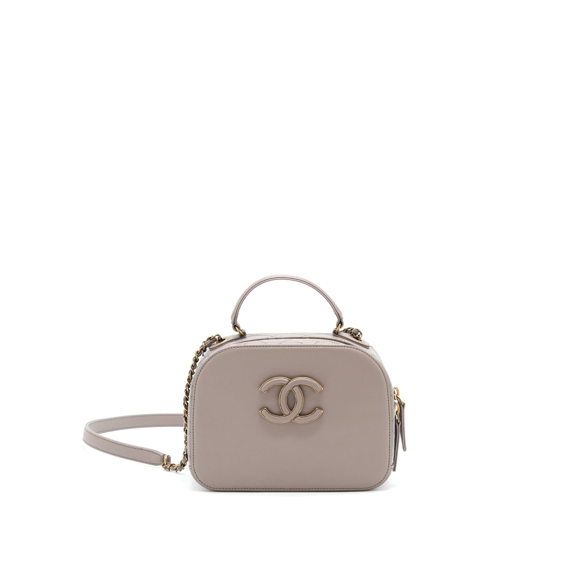 Chanel CC logo vanity handle GHW Grey Handbag