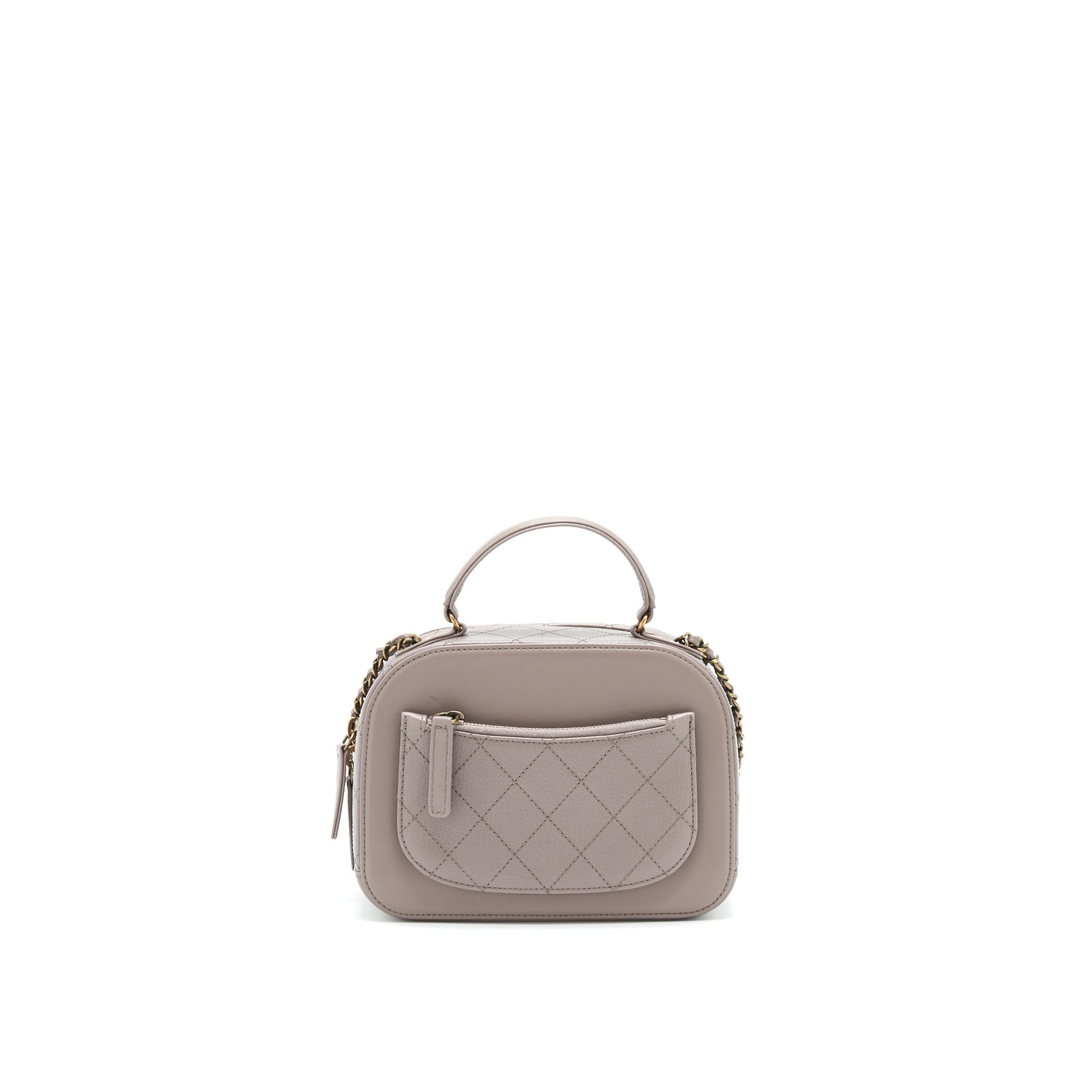 Chanel CC logo vanity handle GHW Grey Handbag