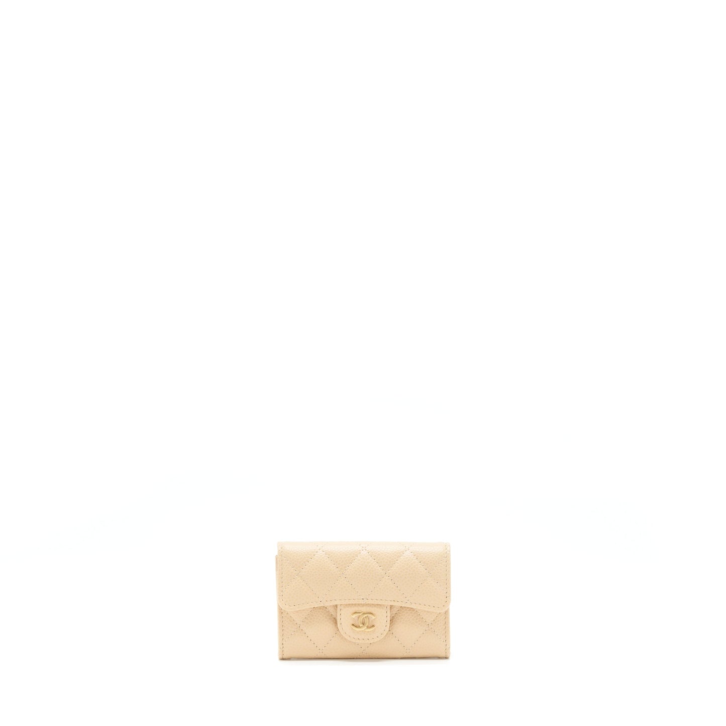 Chanel Classic Flap Cardholder Caviar GHW Beige Wallet Case