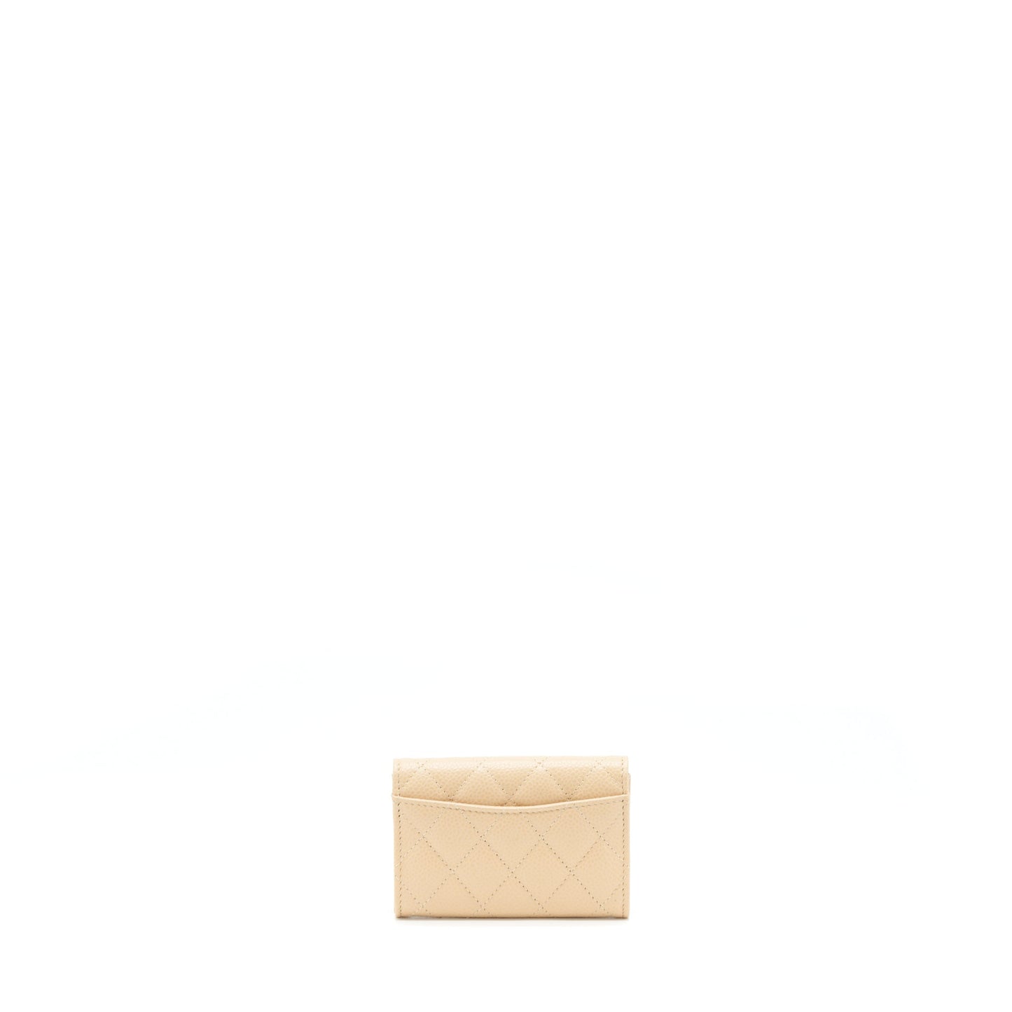 Chanel Classic Flap Cardholder Caviar GHW Beige Wallet Case