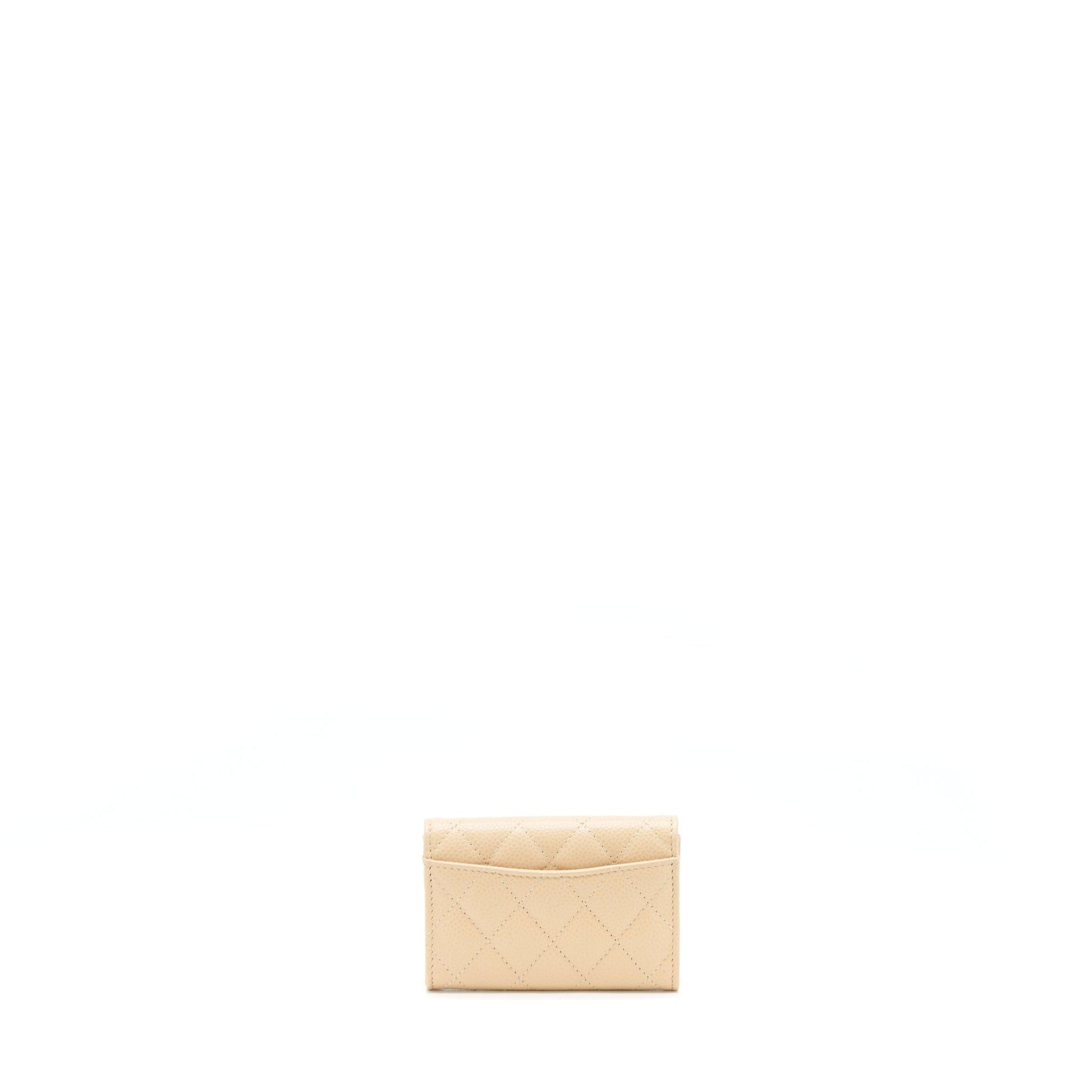 Chanel Classic Flap Cardholder Caviar GHW Beige Wallet Case