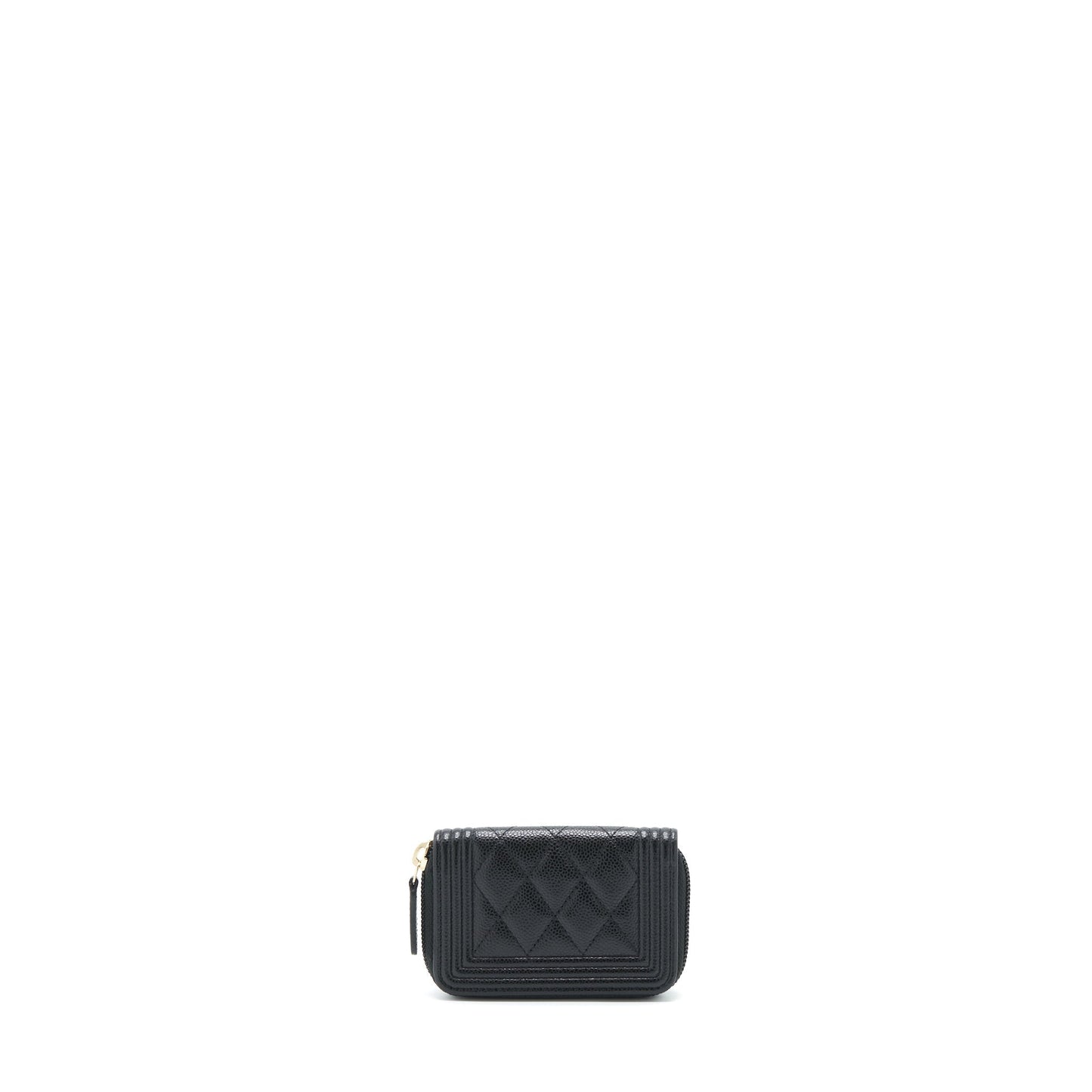 Chanel Classic Boy Zip Cardholder Caviar LGHW Black Wallet Case