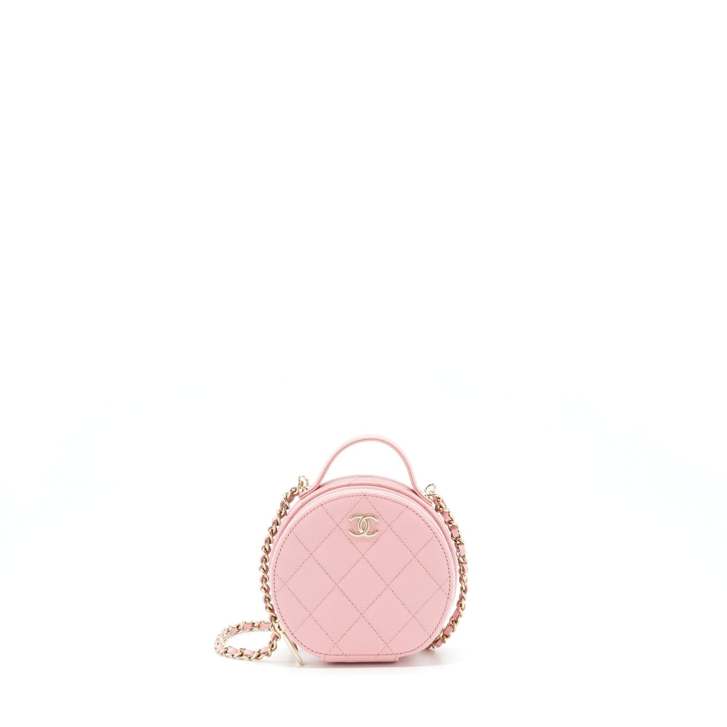 Chanel 22C Round Purse Vanity Caviar Light Pink Mini Bag