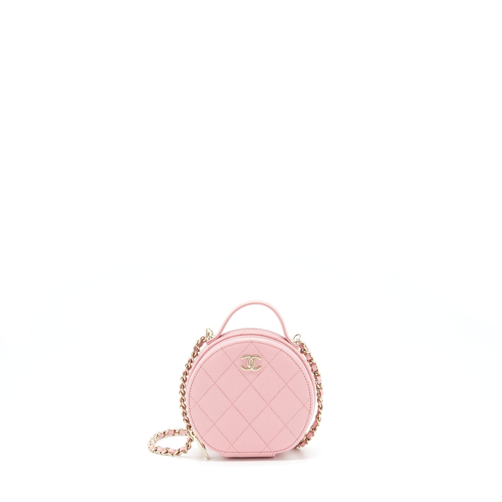 Chanel 22C Round Purse Vanity Caviar Light Pink Mini Bag