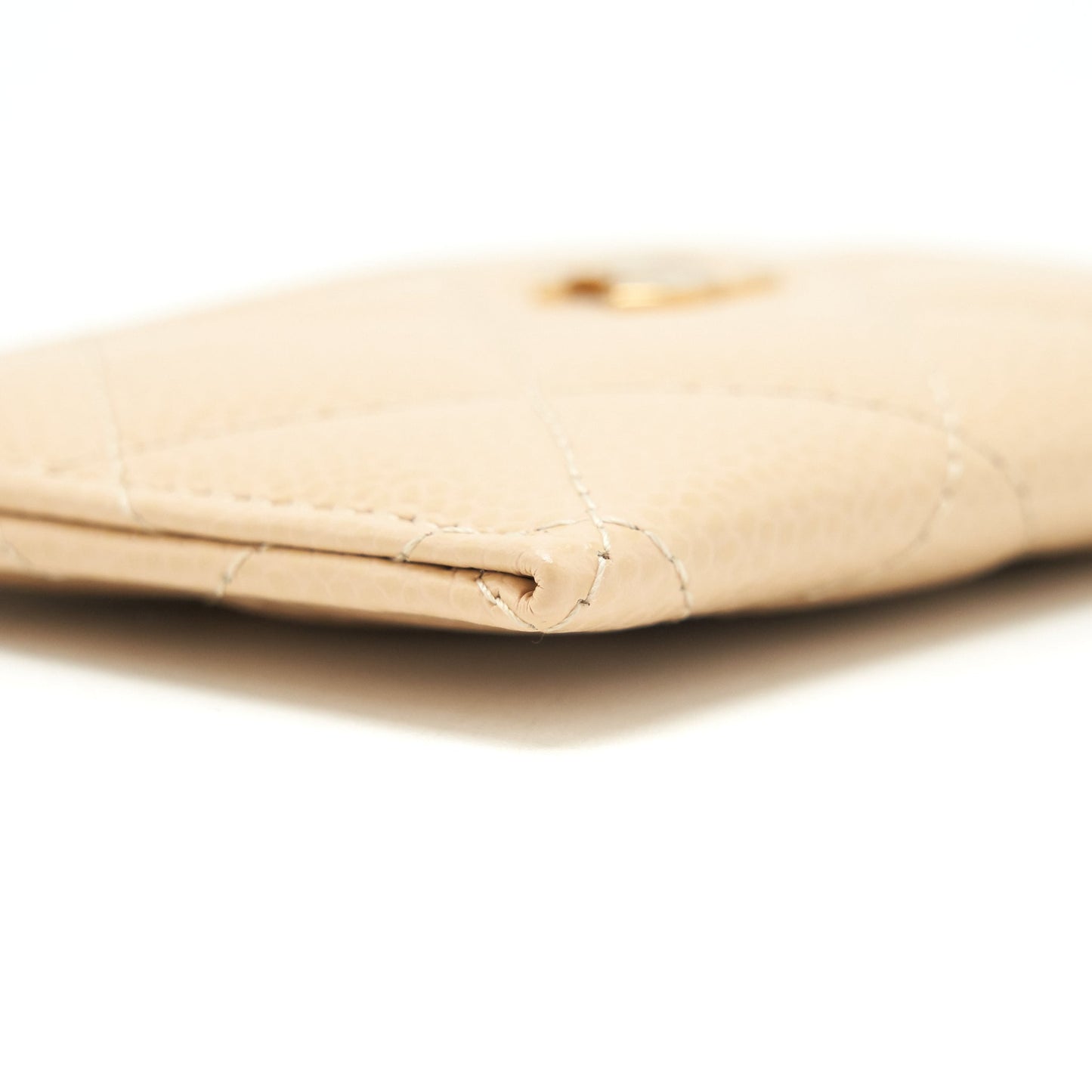 Chanel Card Holder Caviar GHW Beige Leather Wallet Case
