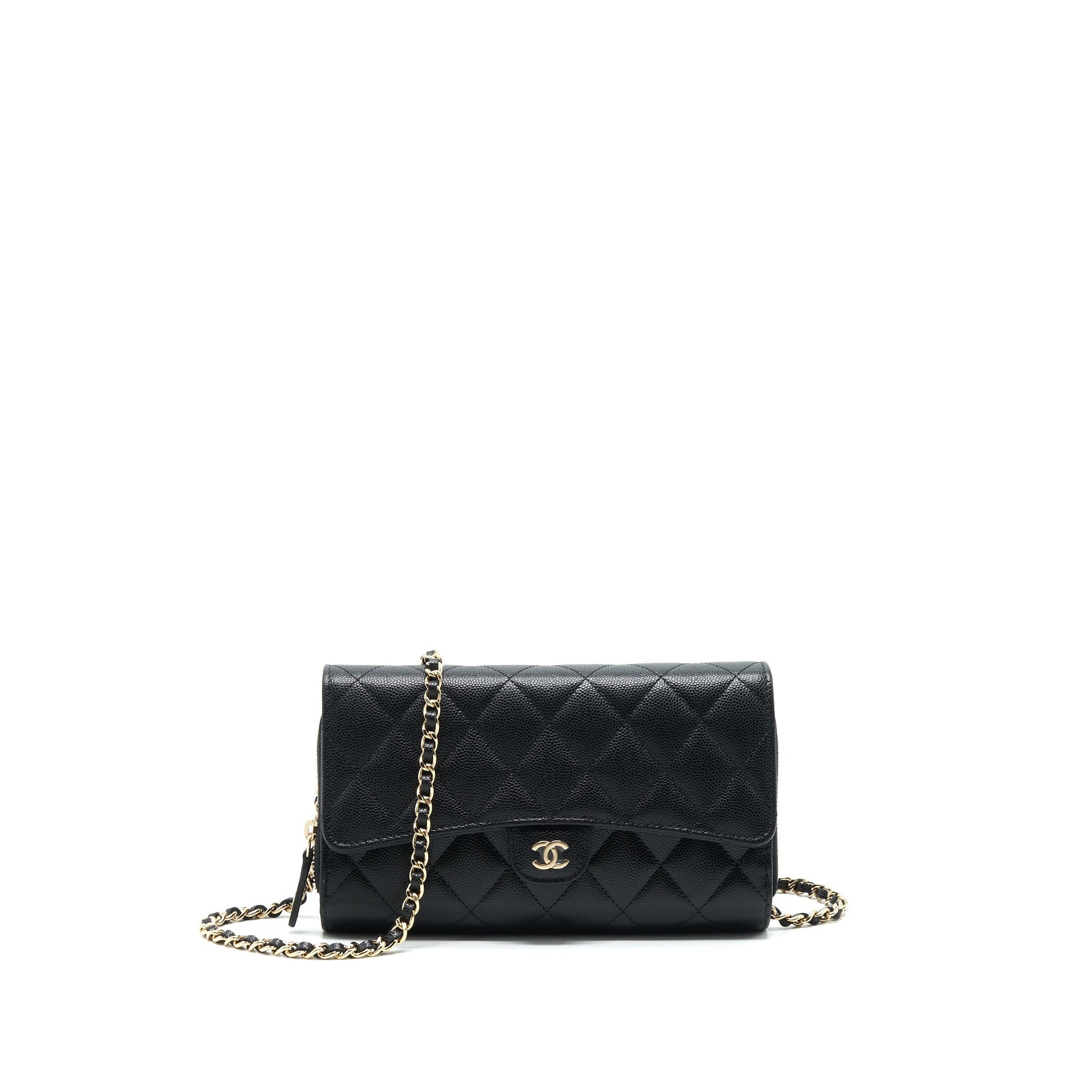 Chanel 3 1 On Caviar LGHW Black Wallet Case