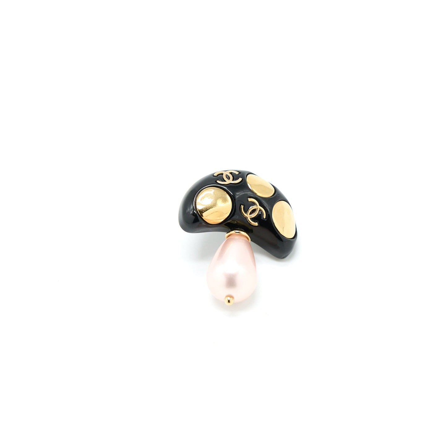 Chanel Mushroom Brooch Pearl Tone Gold Handbag