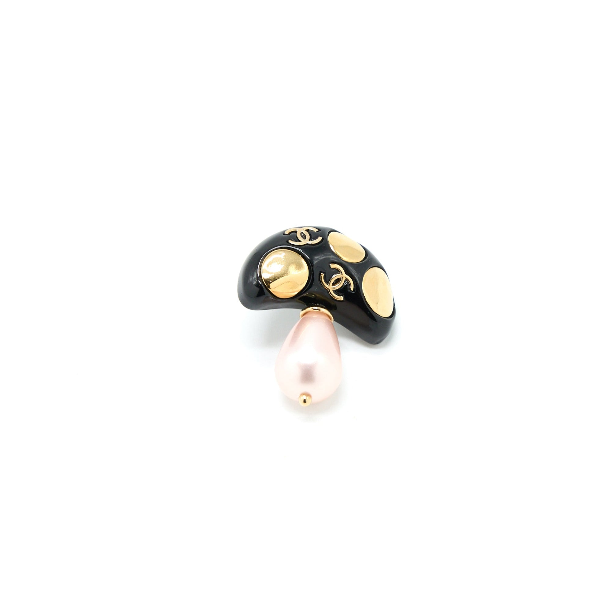 Chanel Mushroom Brooch Pearl Tone Gold Handbag
