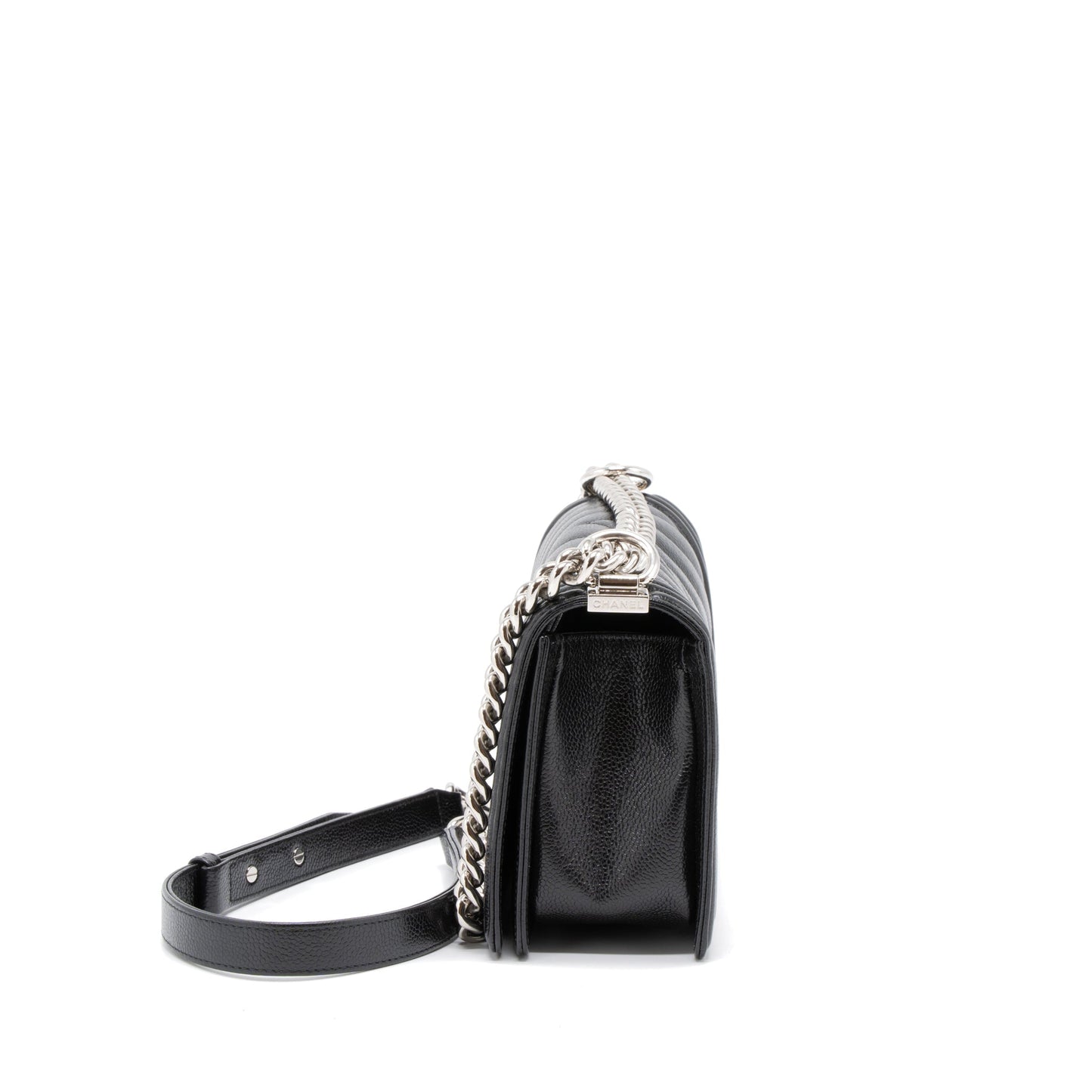 Chanel Boy Chevron Caviar SHW Black Handbag
