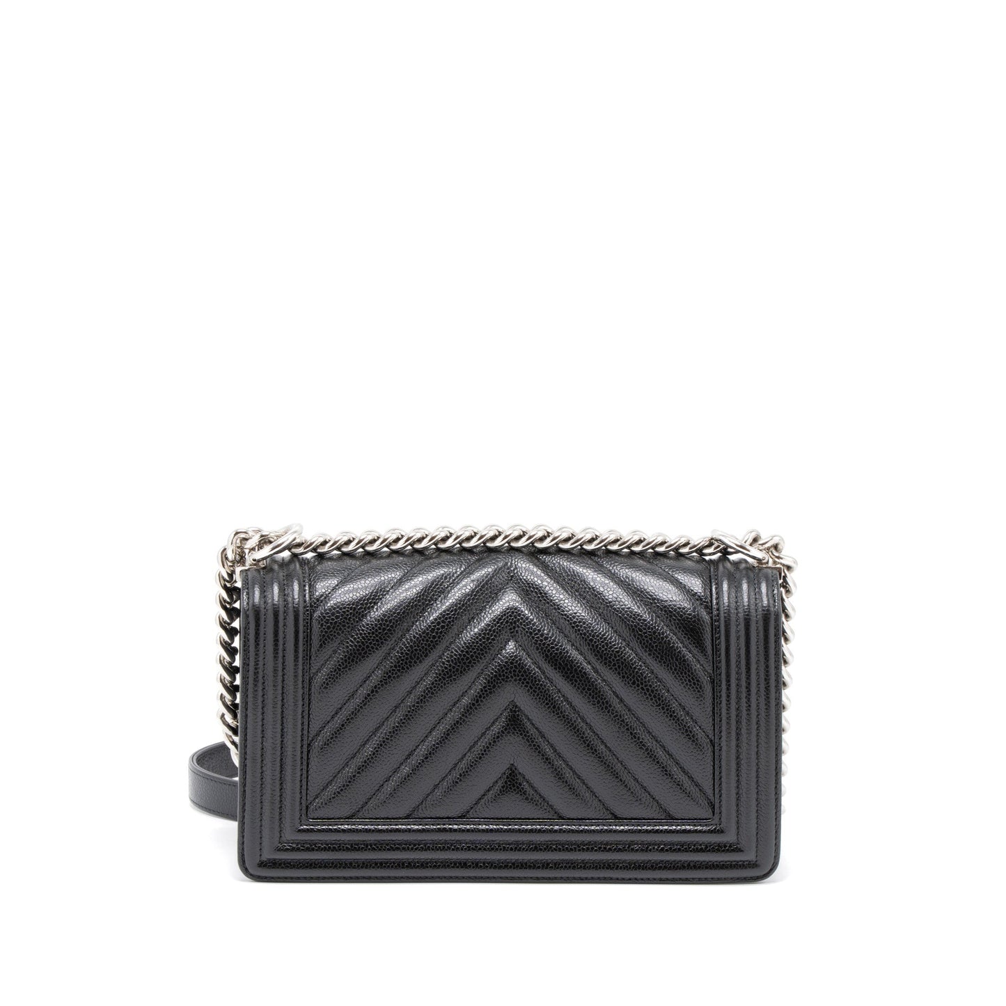 Chanel Boy Chevron Caviar SHW Black Handbag