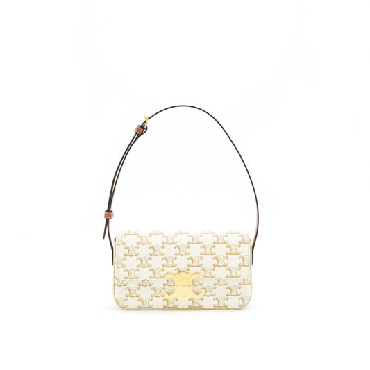 Celine Triomphe Purse Calfskin Handbag White Mini Travel Bag