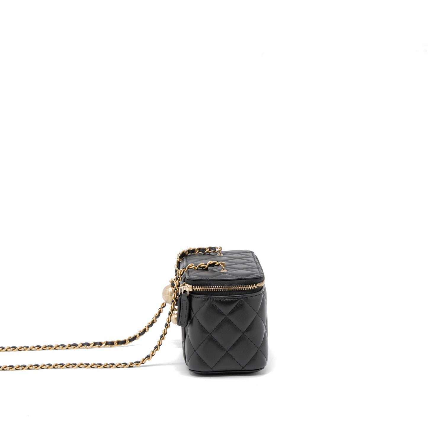 Chanel 23C Pearl Crush Long Vanity Lambskin Black Handbag Ghw Microchip