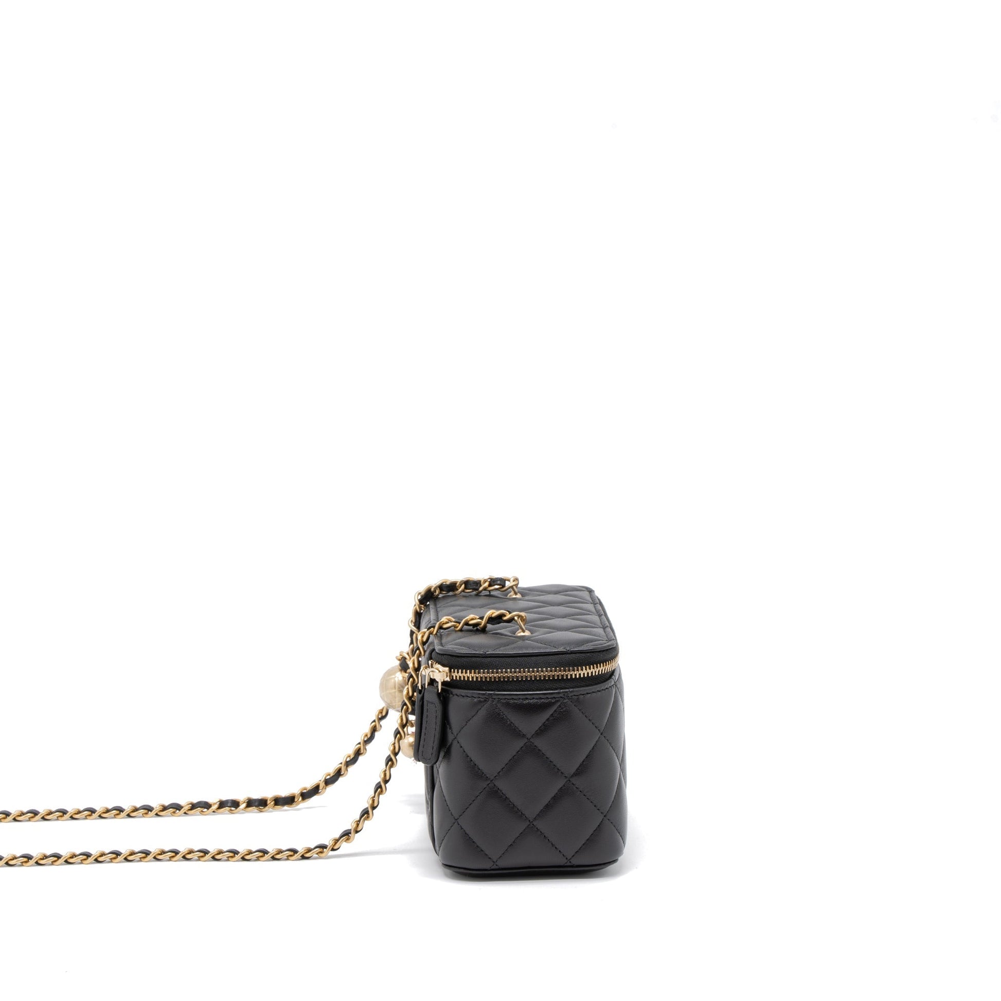 Chanel 23C Pearl Crush Long Vanity Lambskin Black Handbag Ghw Microchip
