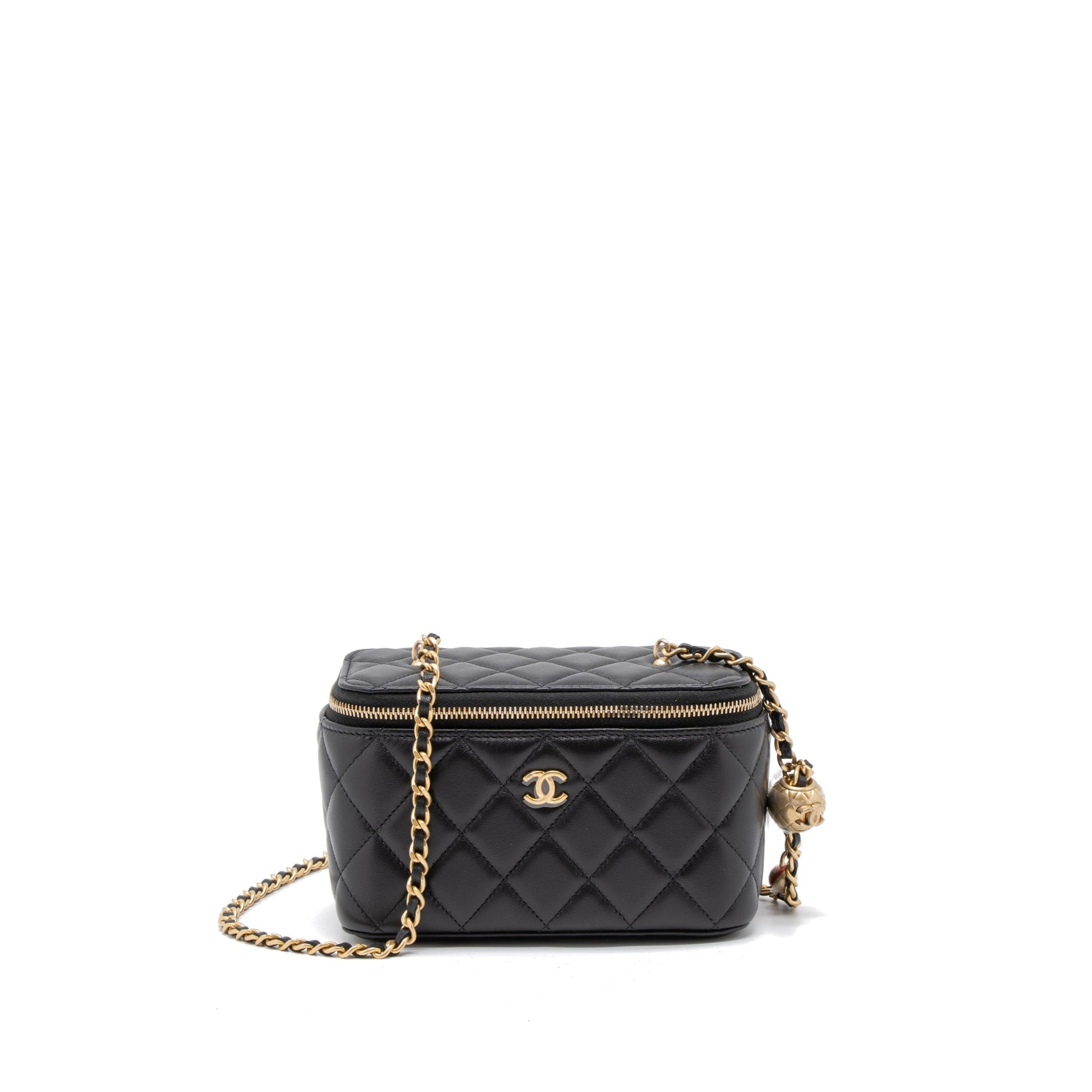 Chanel 23C Pearl Crush Long Vanity Lambskin Black Handbag Ghw Microchip