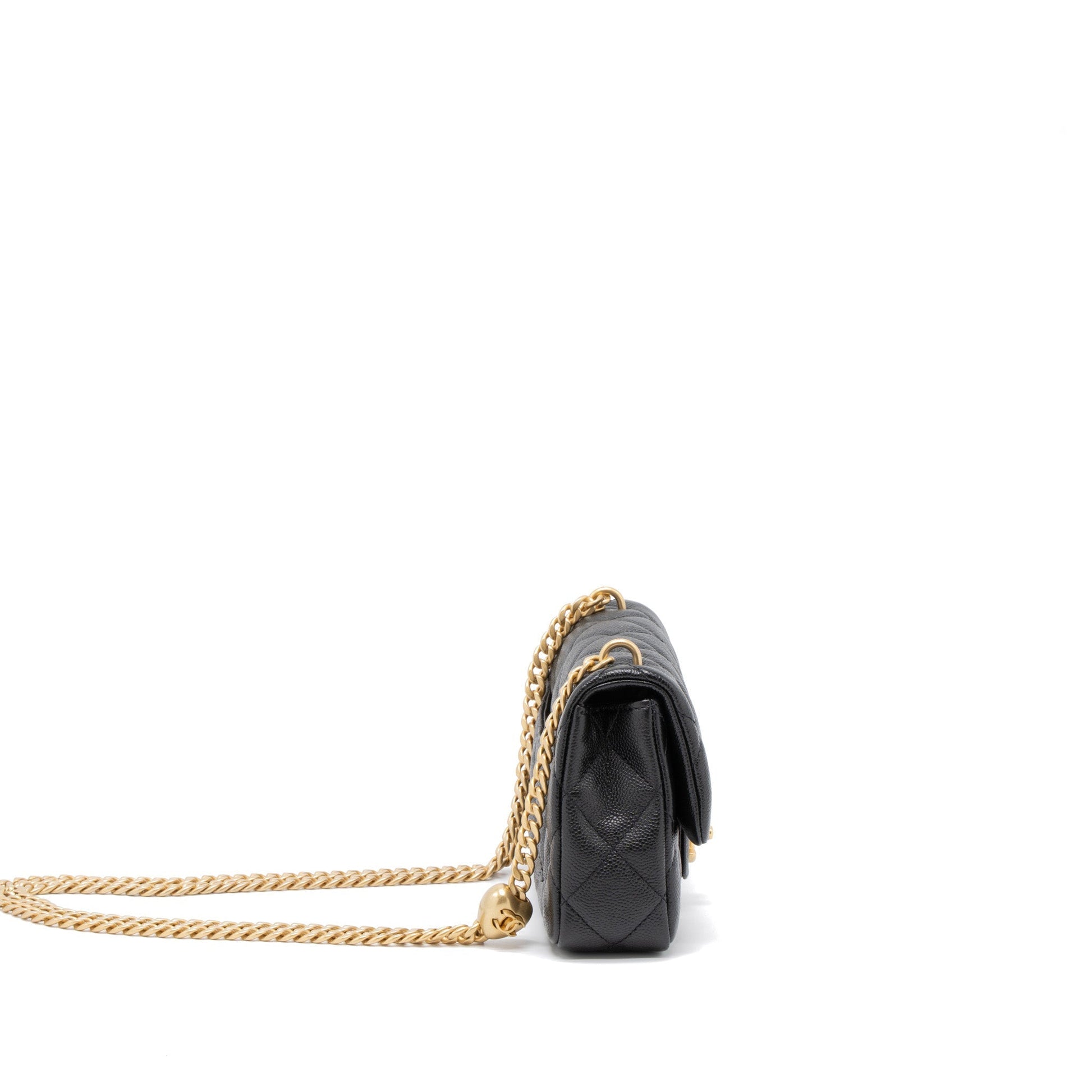 Chanel 23P Coco Love Flap Caviar GHW Black Shoulder Bag Microchip 1