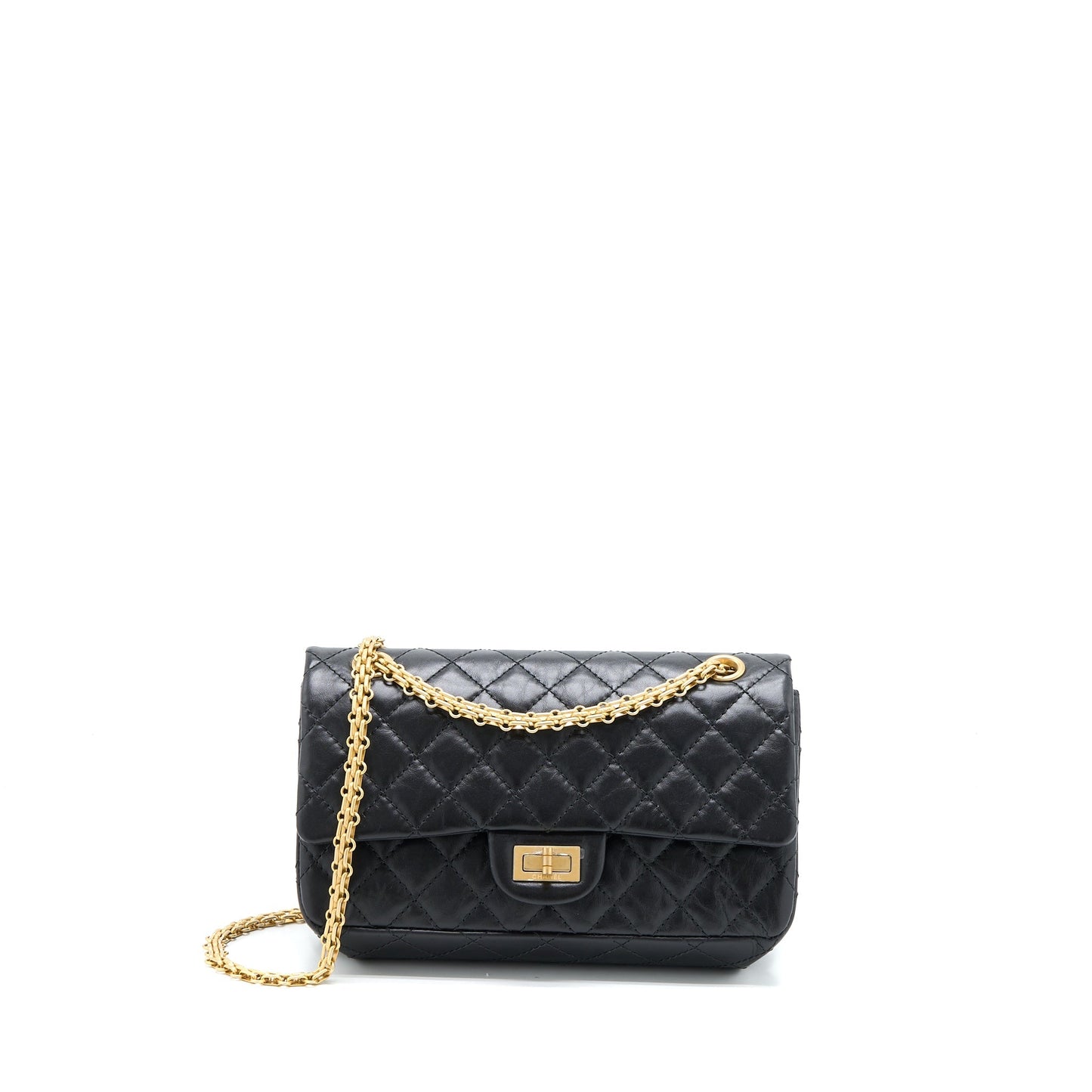 Chanel 2.55 225 Reissue Flap Aged Calfskin Black Small Shoulder Bag Brushed Ghw