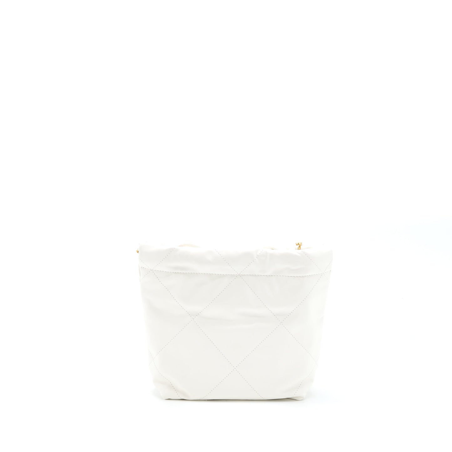 Chanel 22 Shiny Calfskin Brushed GHW Microchip White Mini Bag