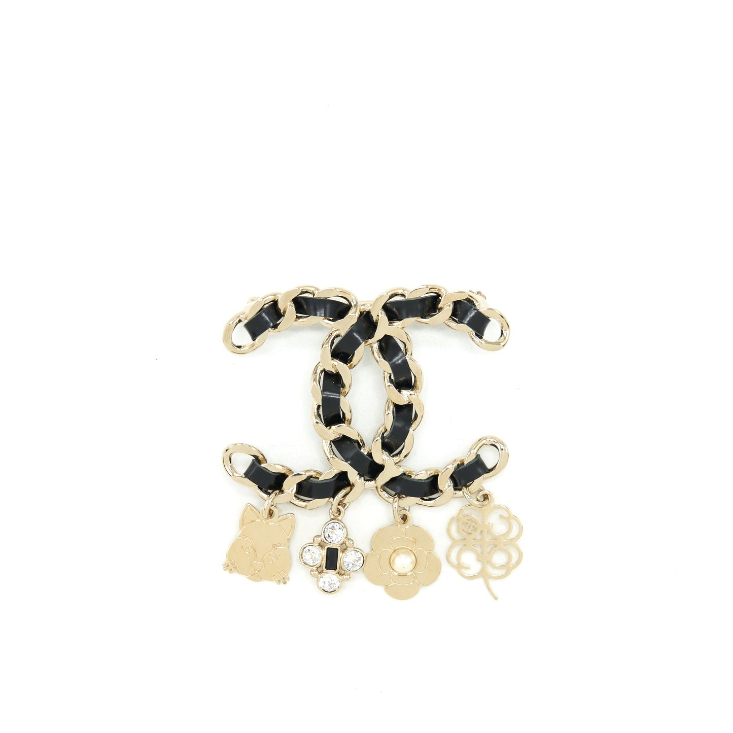 Chanel Drop Charms Brooch LGHW Leather Key Chain