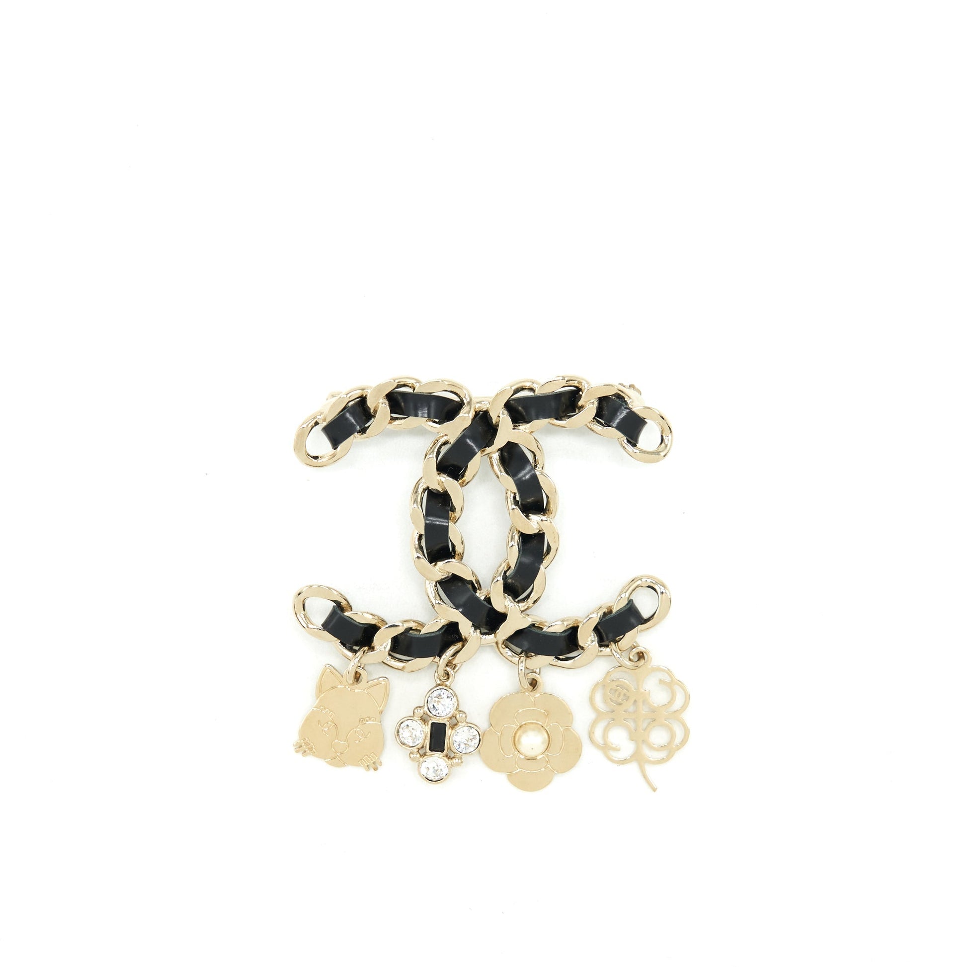 Chanel Drop Charms Brooch LGHW Leather Key Chain