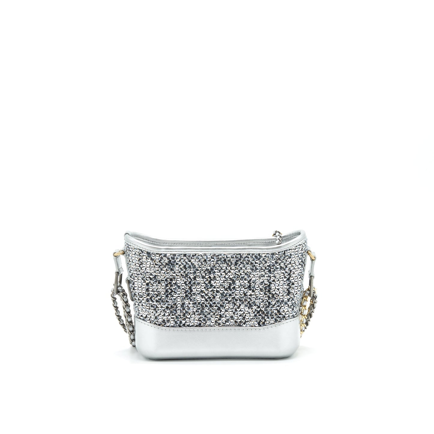 Chanel Seasonal Tweed Gabrielle Hobo Hardware Multicolour Grey Small Shoulder Bag