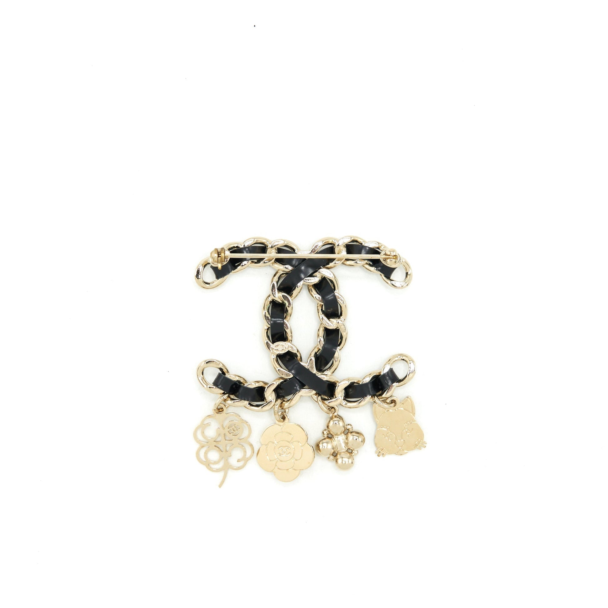 Chanel Drop Charms Brooch LGHW Leather Key Chain
