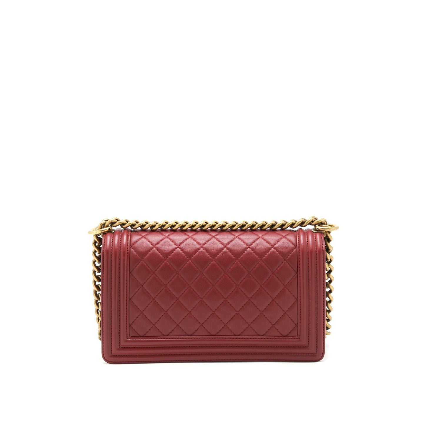 Chanel Boy Lambskin burgundy GHW Red Handbag