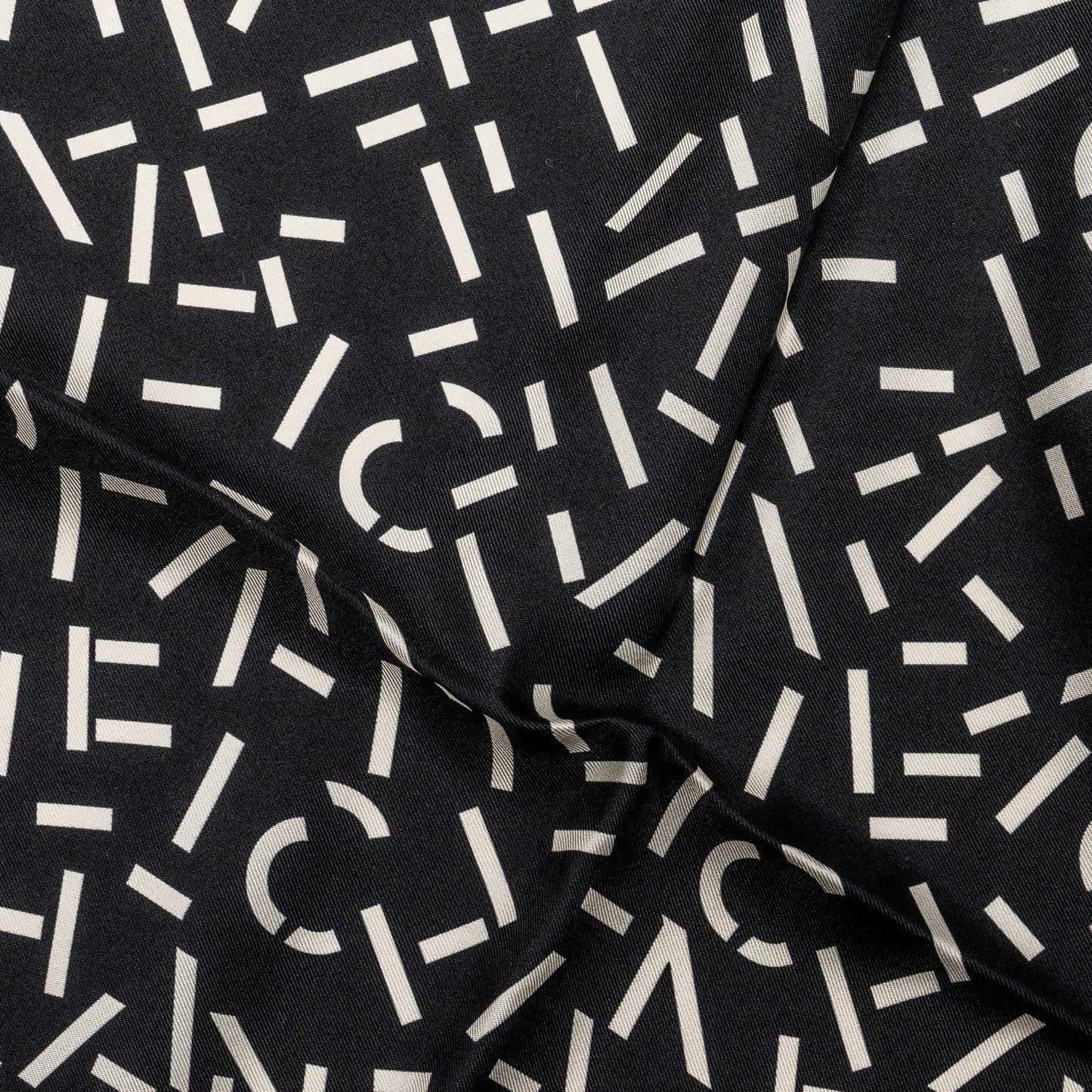 Chanel Letter Square Silk Scarf Black White Pink