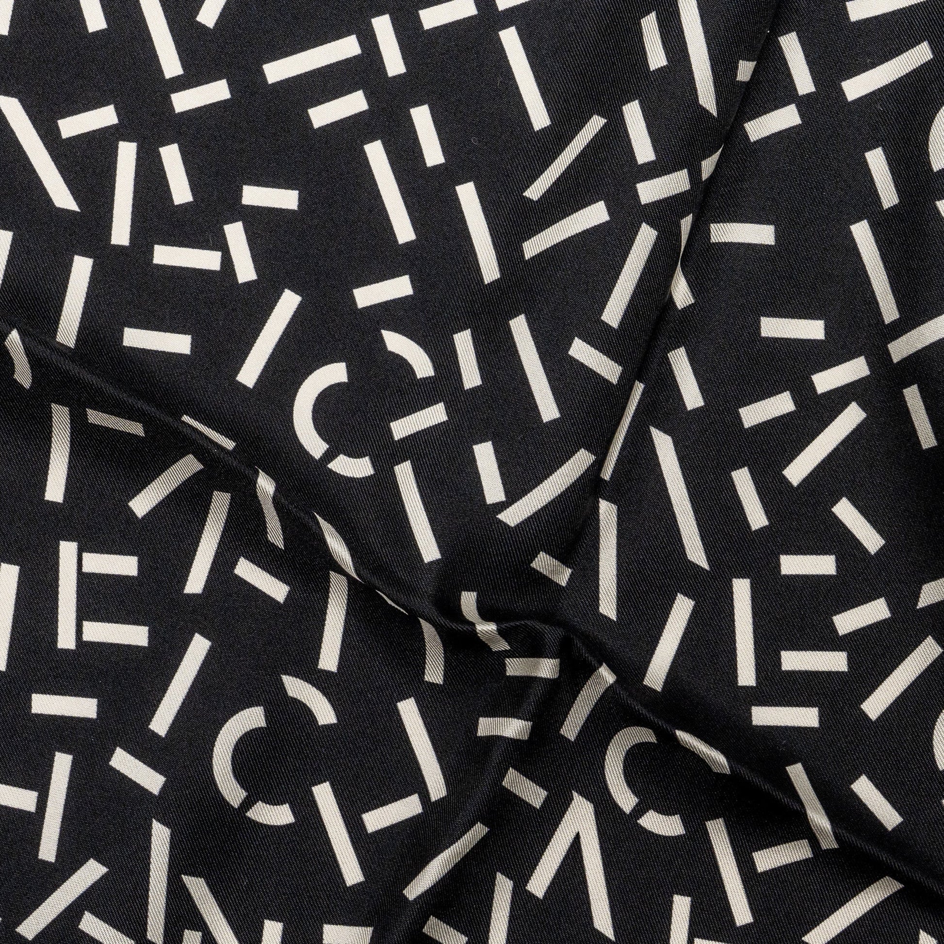 Chanel Letter Square Silk Scarf Black White Pink