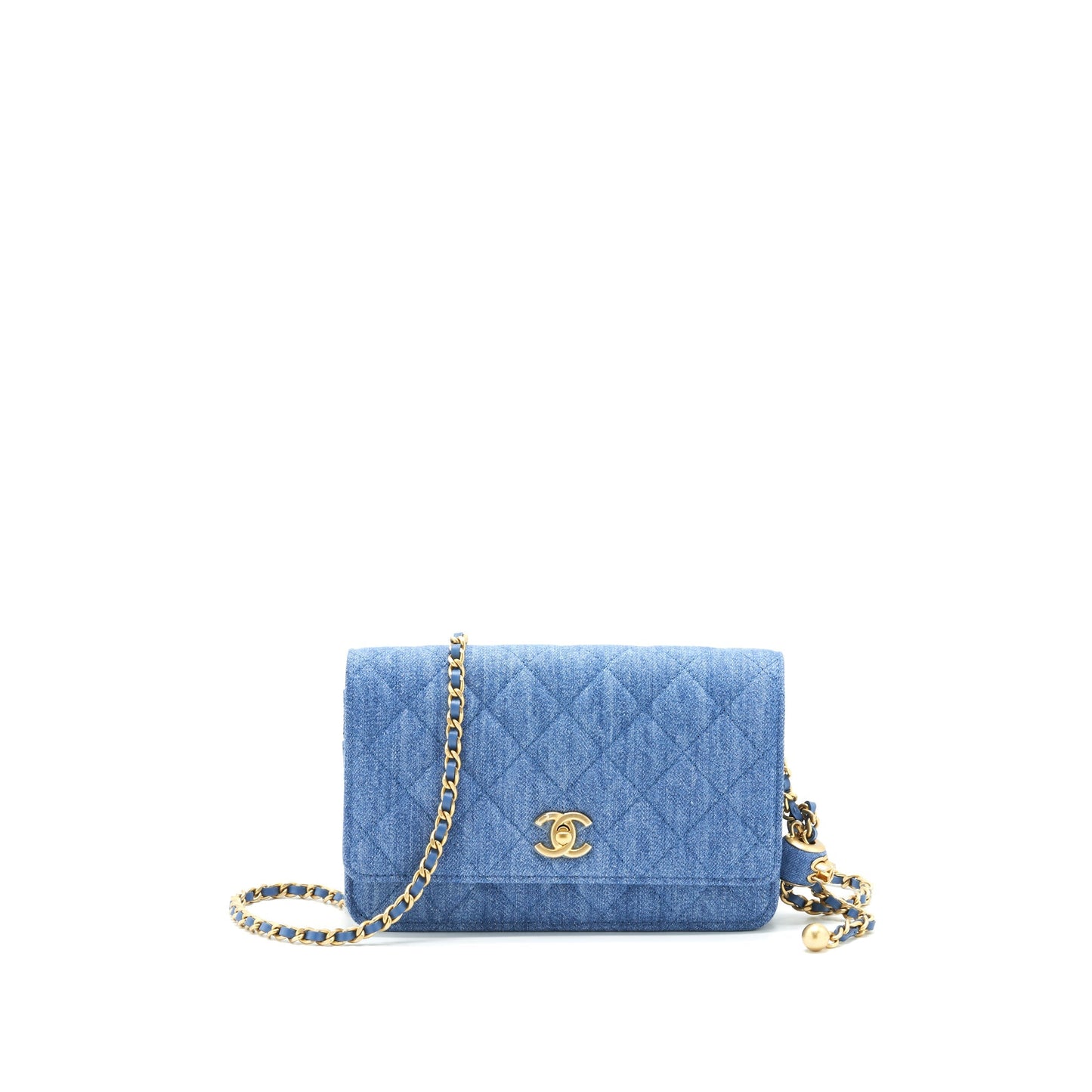 Chanel 22C Pearl Crush On Denim GHW Wallet Case