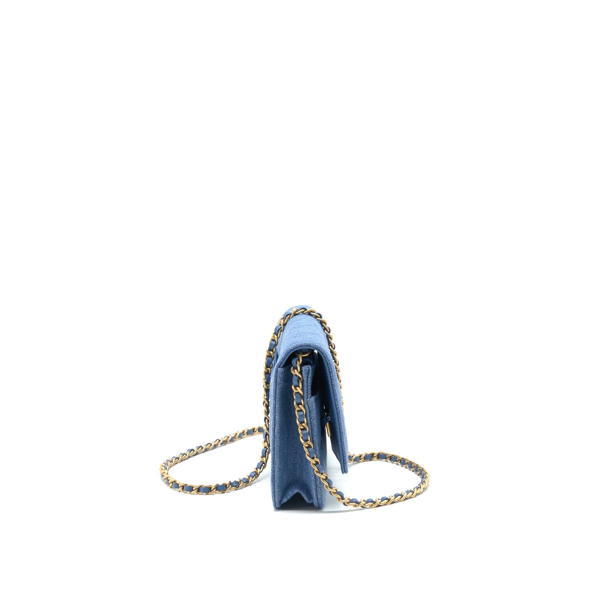 Chanel 22C Pearl Crush On Denim GHW Wallet Case
