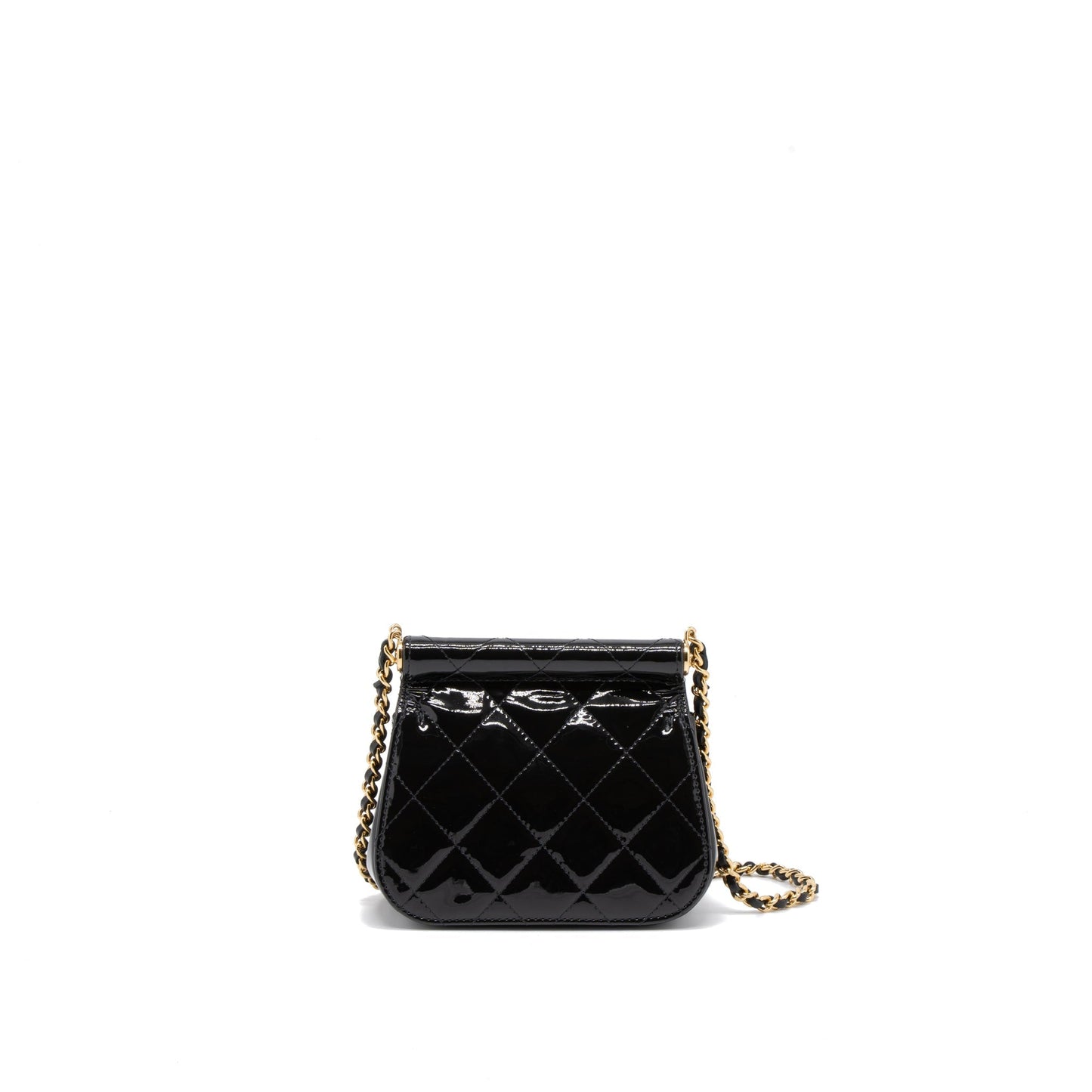 Chanel 22K Patent GHW Microchip Black Clutch Bag