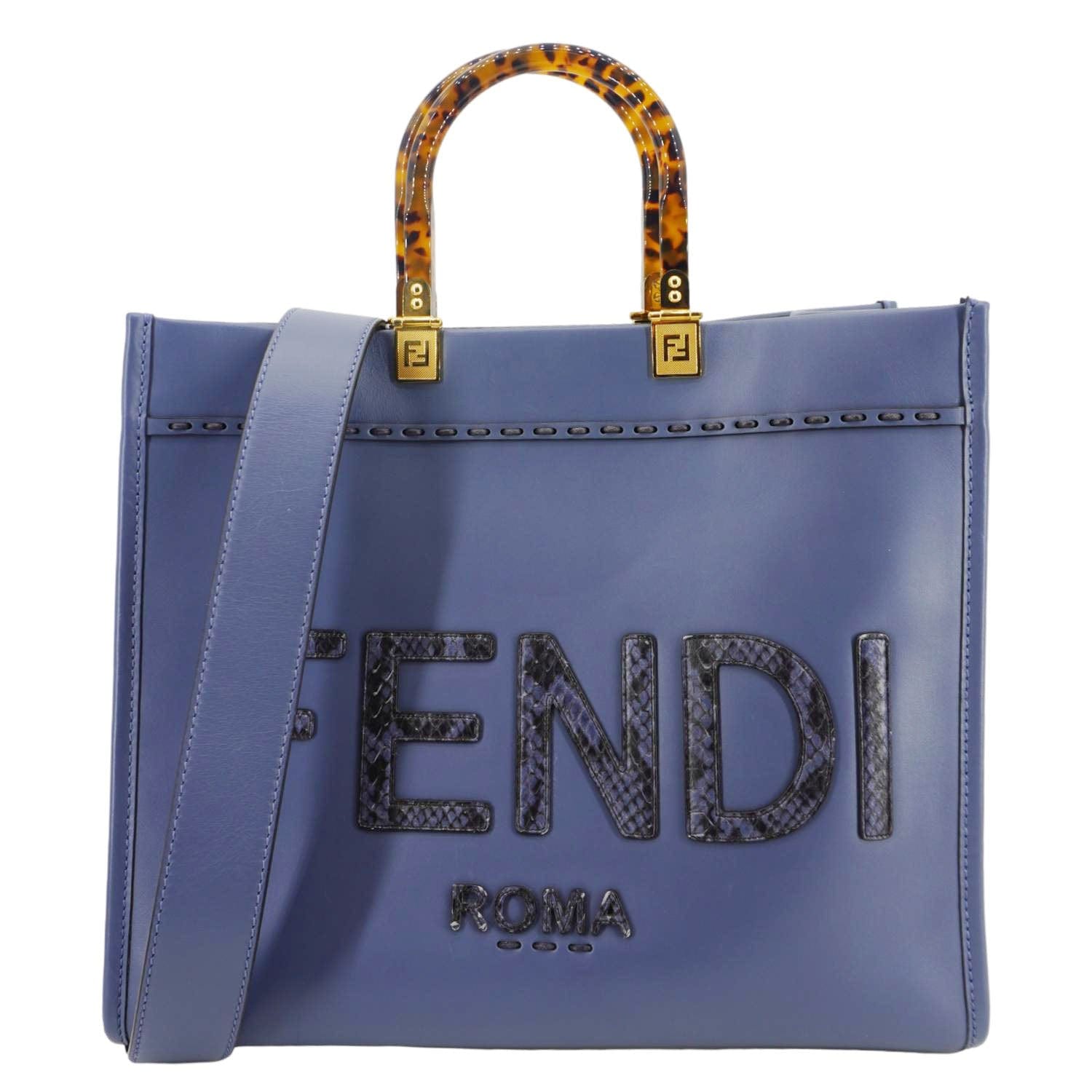 Fendi Sunshine Crossbody Tote Bag Leather Blue Crossbody Bag