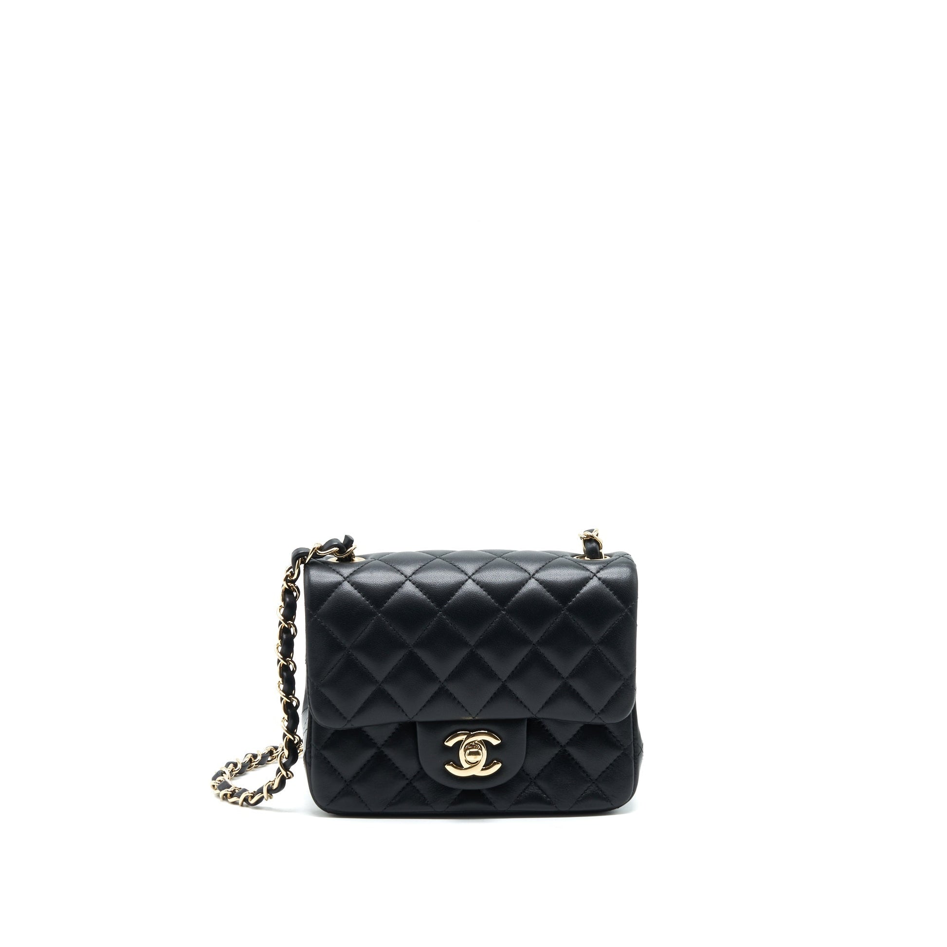 Chanel Square Flap Lambskin LGHW Black Shoulder Bag