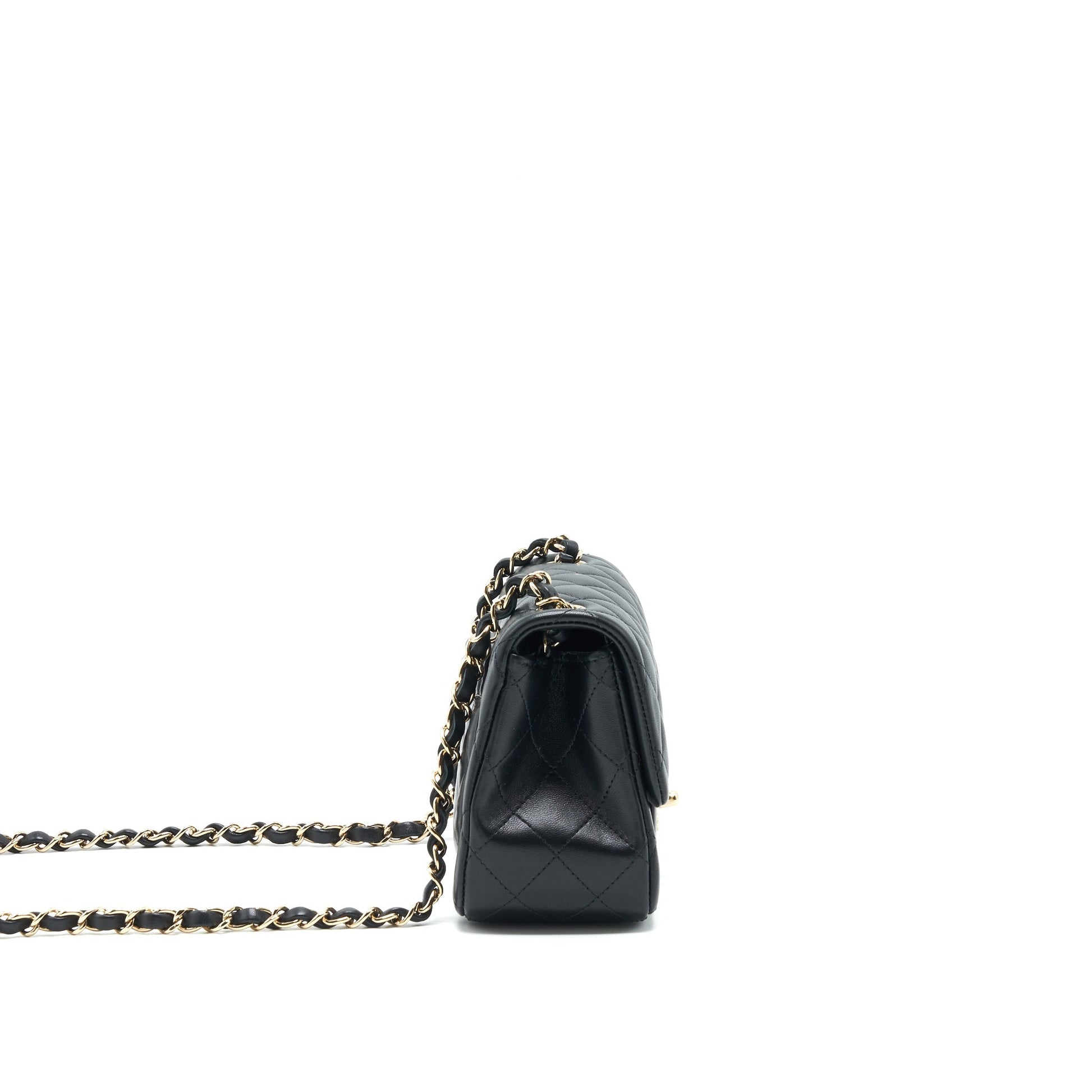 Chanel Square Flap Lambskin LGHW Black Shoulder Bag