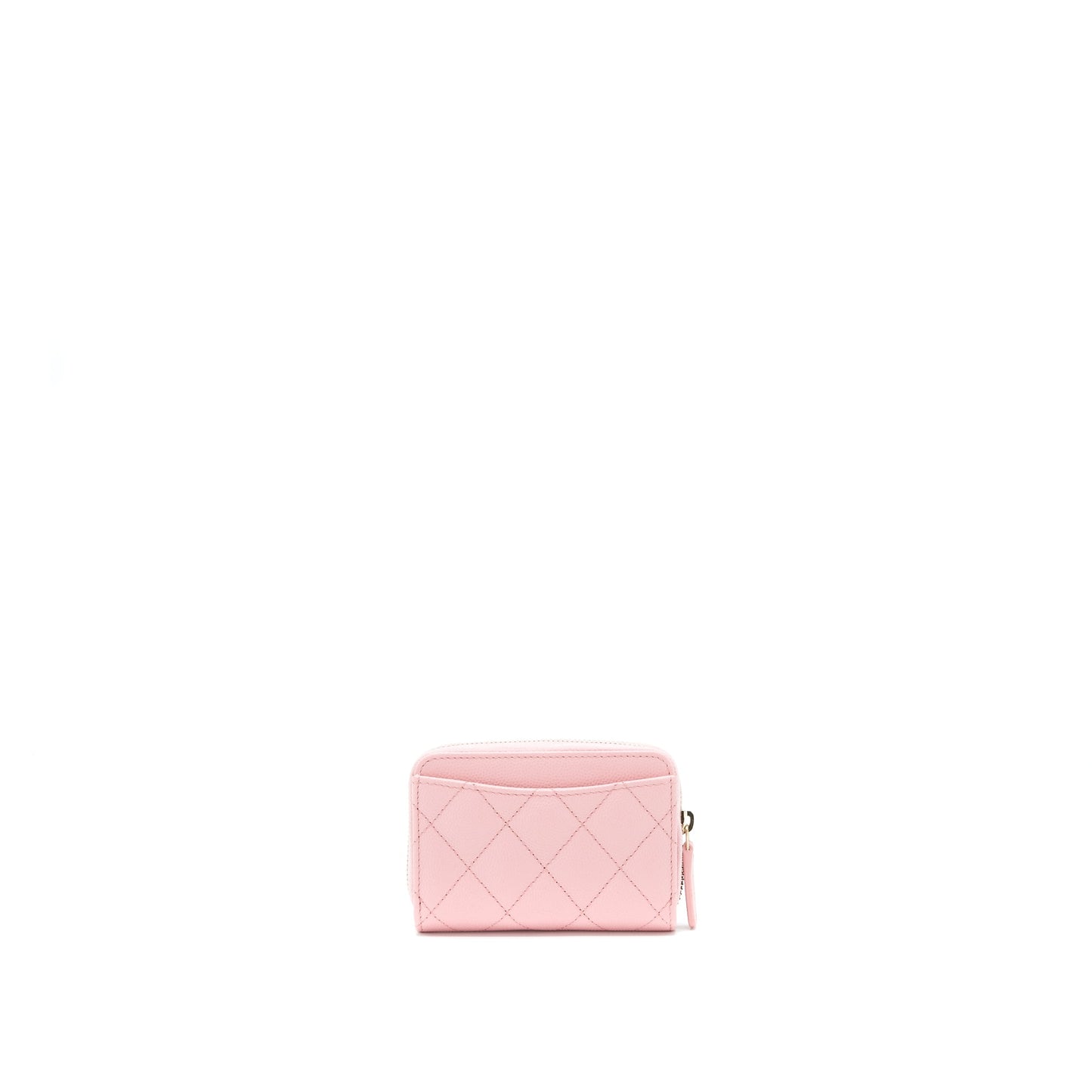 Chanel 22C Zip Cardholder Caviar LGHW Pink Wallet Case