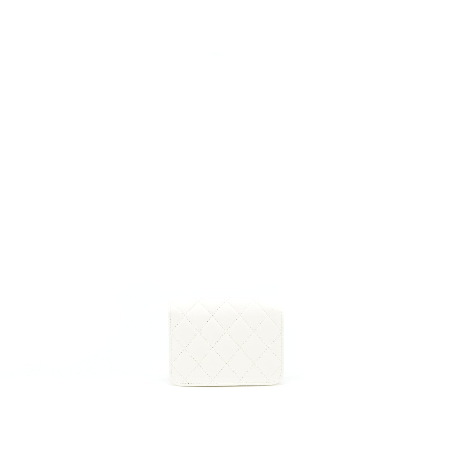 Chanel Pearl Crush Flap Belt Lambskin GHW White