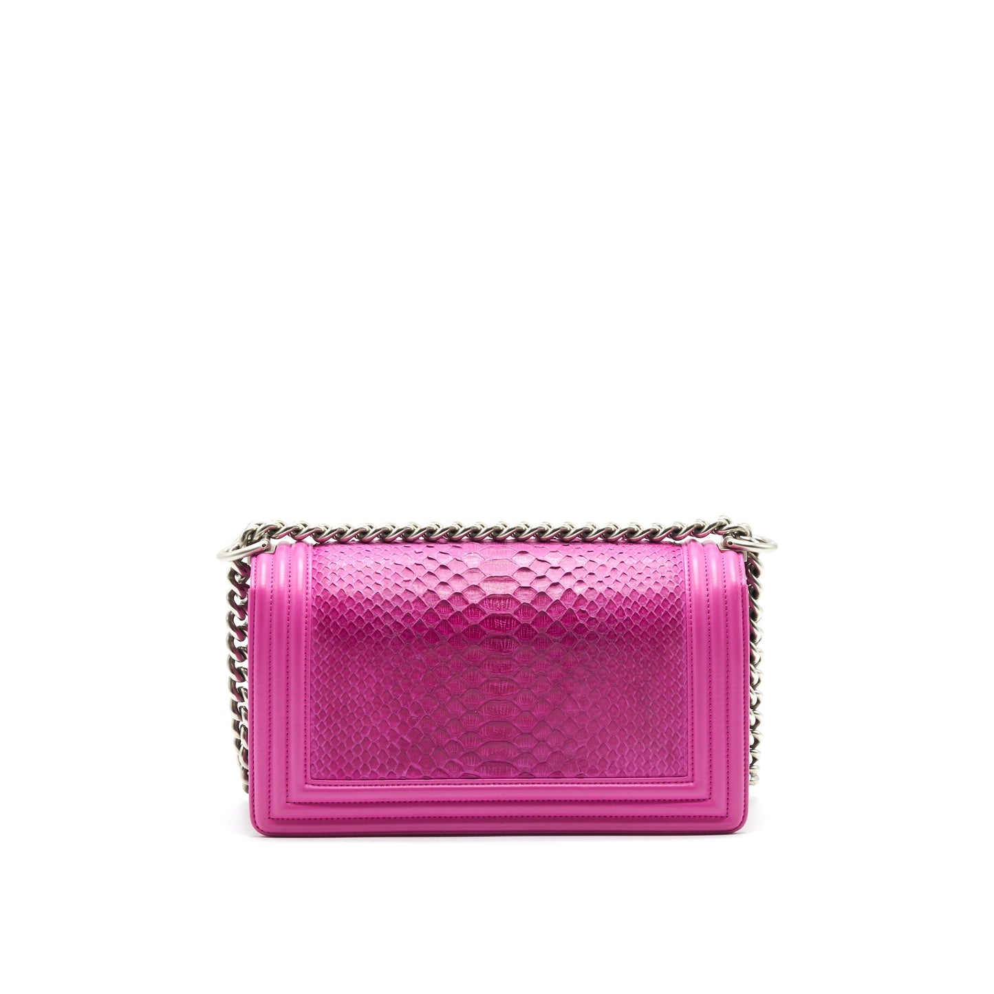Chanel Le Boy Flap Python Brushed SHW Pink Leather Shoulder Bag