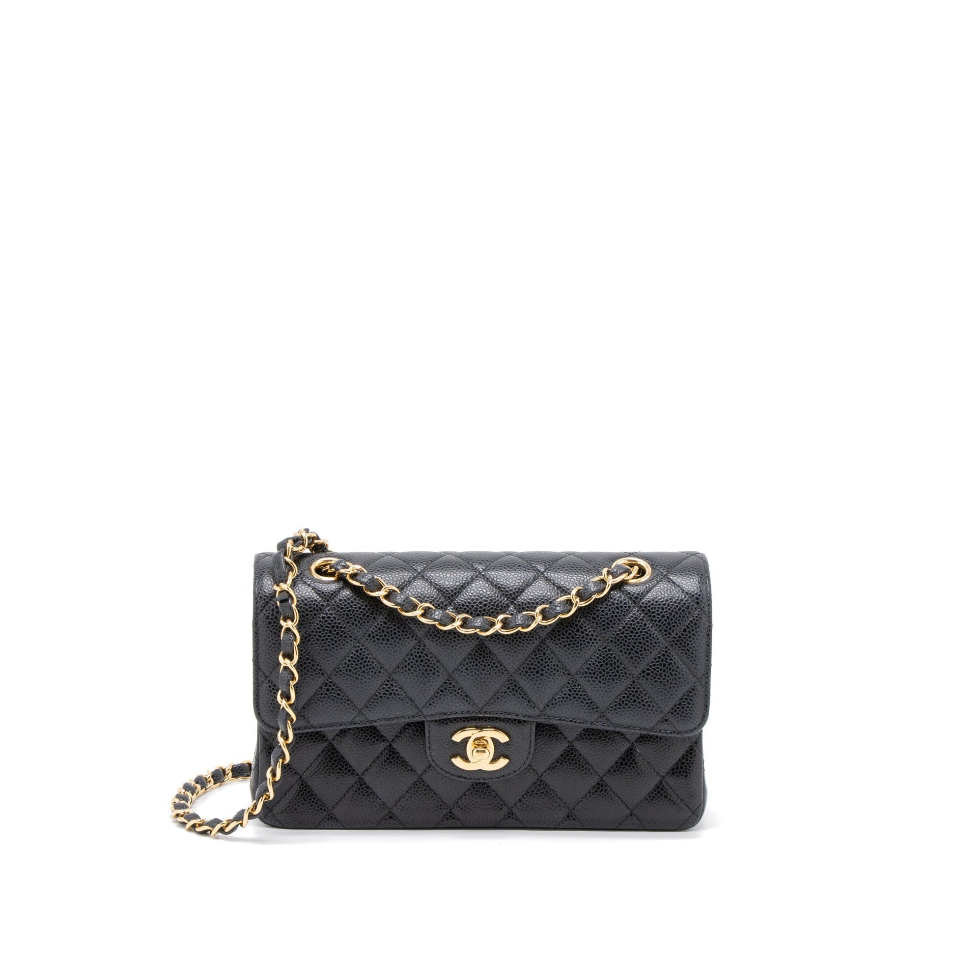 Chanel Classic Double Flap Caviar GHW Microchip Black Small Shoulder Bag Microchip 9