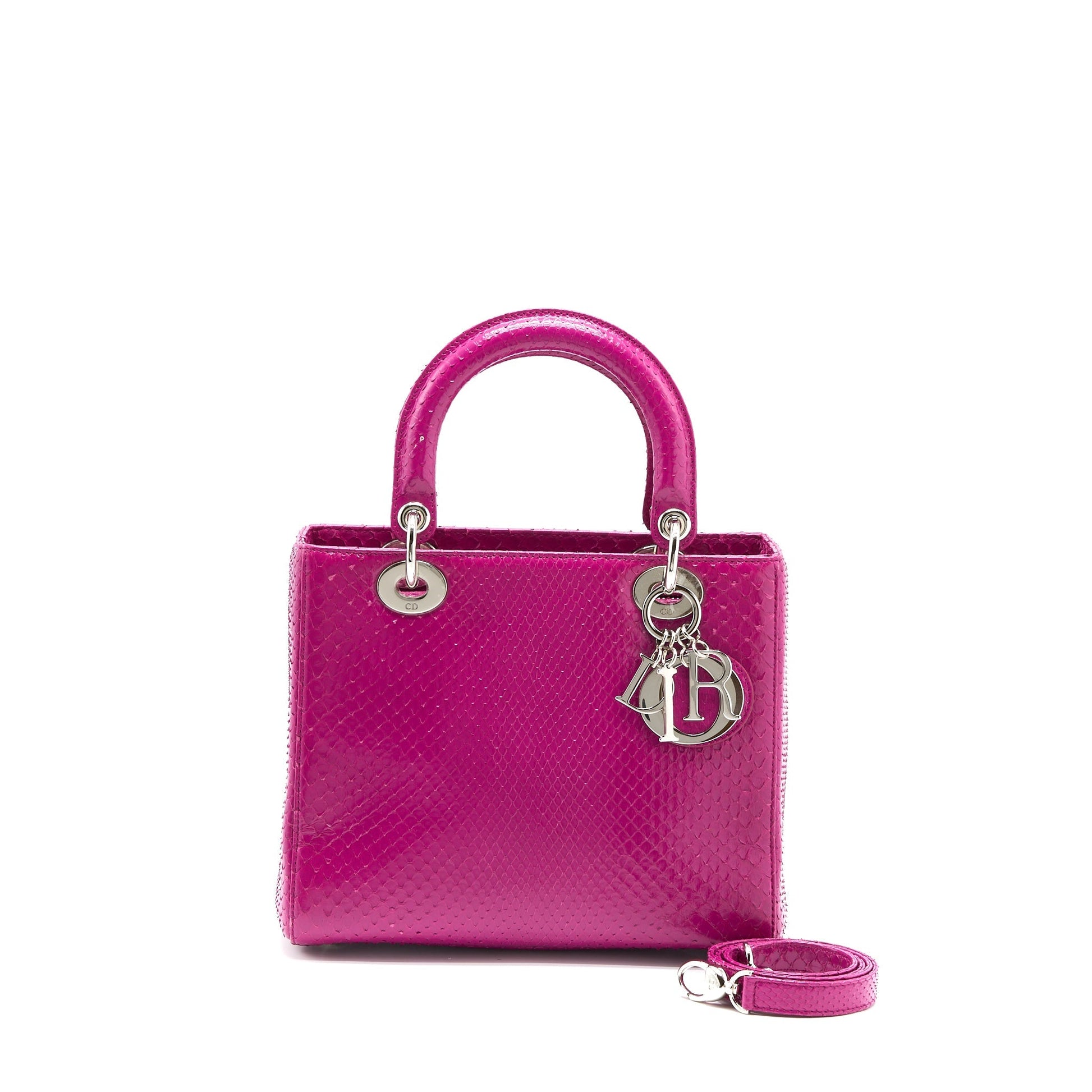 Dior Lady Python Handbag Pink Medium Travel Bag
