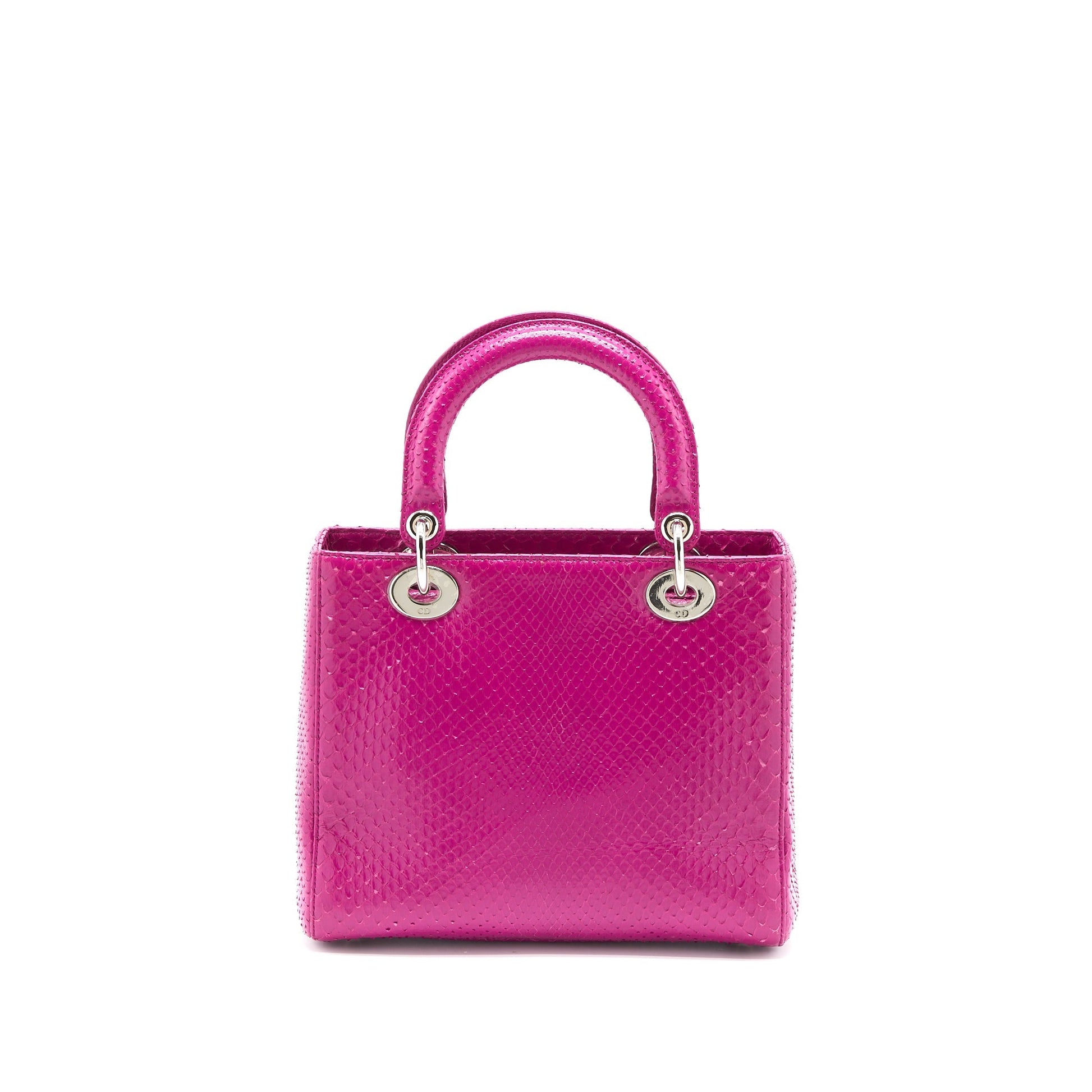 Dior Lady Python Handbag Pink Medium Travel Bag