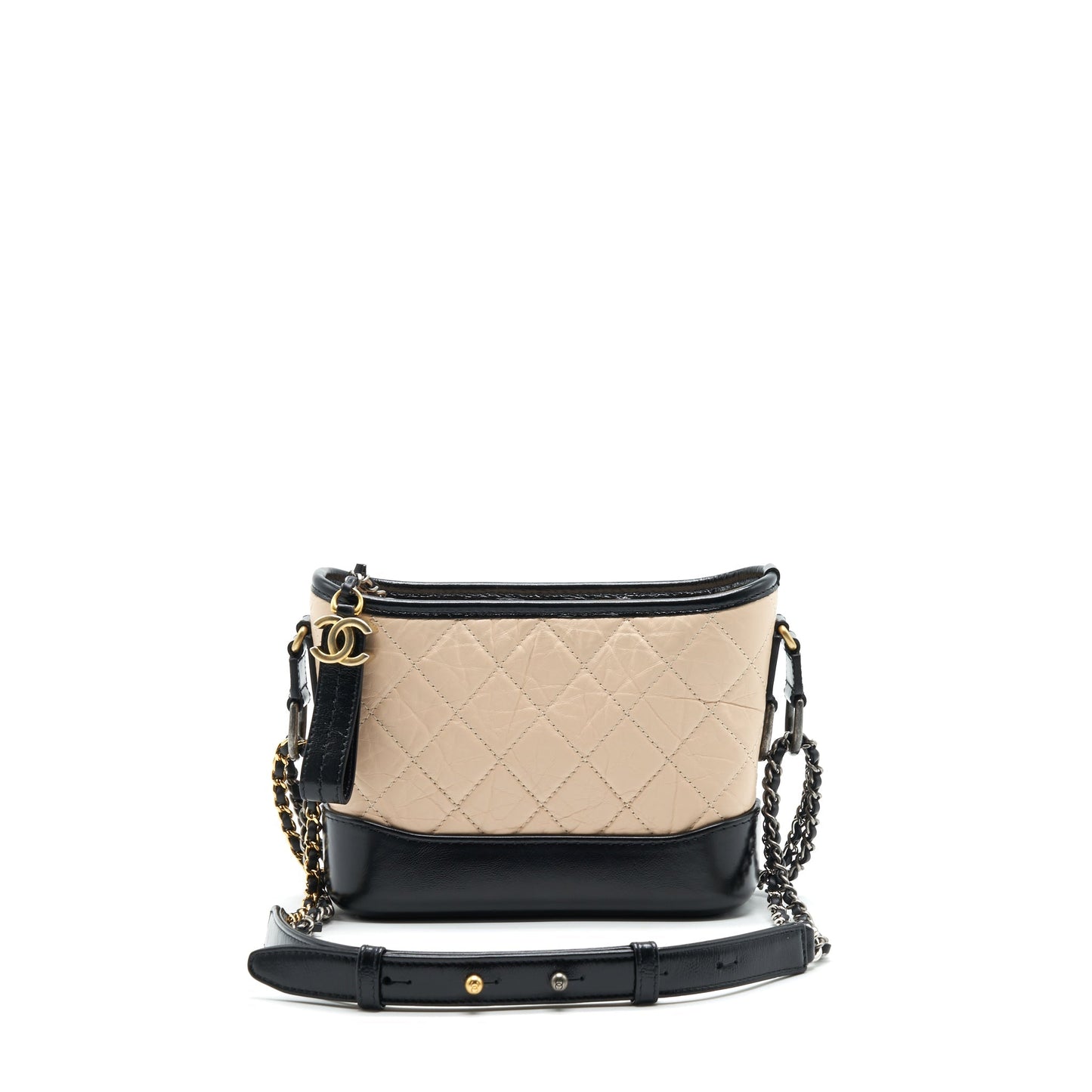 Chanel HOBO Black Beige Small Shoulder Bag Black 1