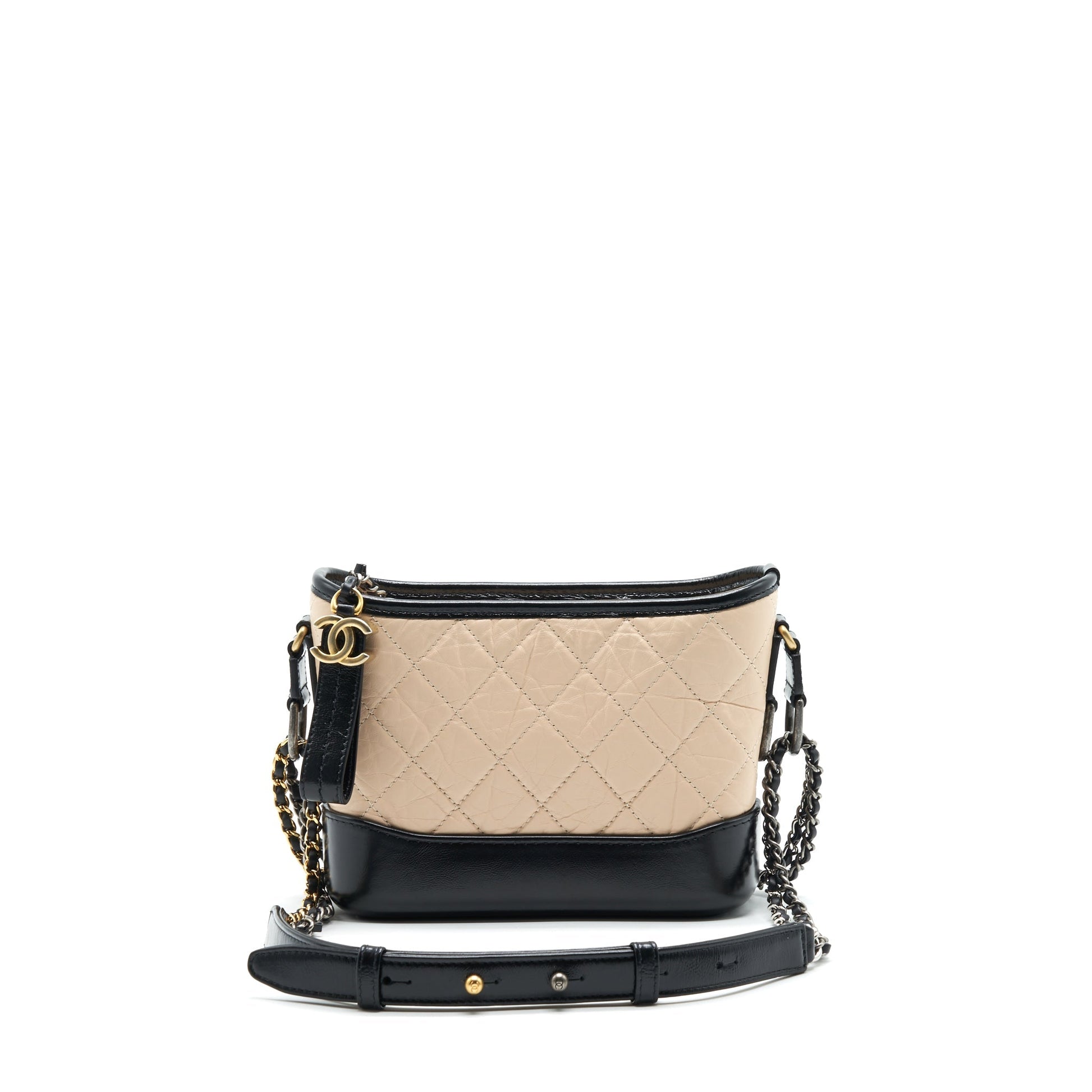 Chanel HOBO Black Beige Small Shoulder Bag Black 1