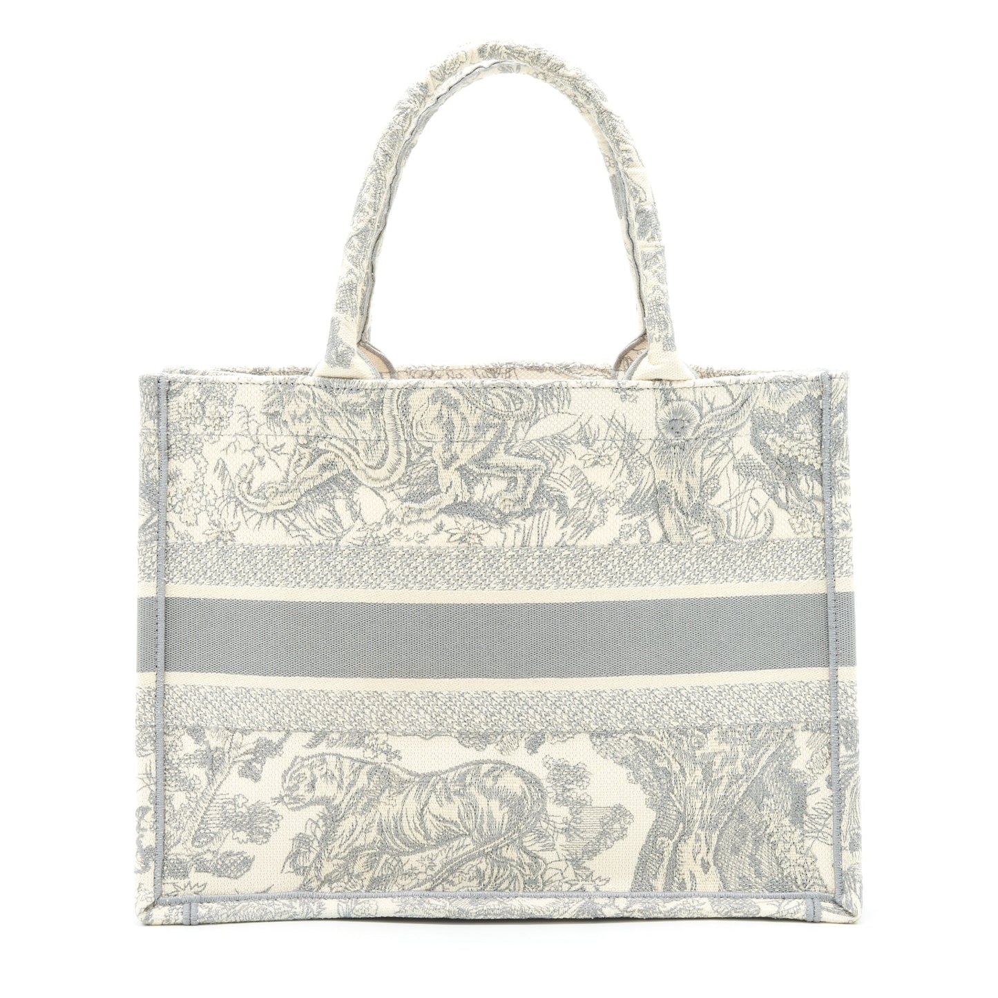 Dior Book Tote Toile De Jouy Embroidery Grey Small Tote Bag